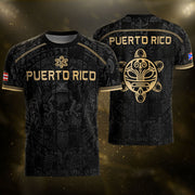 Taino Turtle Gold Black Puerto Rico Soccer Jersey for Men and Women, Coqui Frog Heritage, Top Puerto Rico Shirt and Puerto Rico Jersey, Northryn Co.
