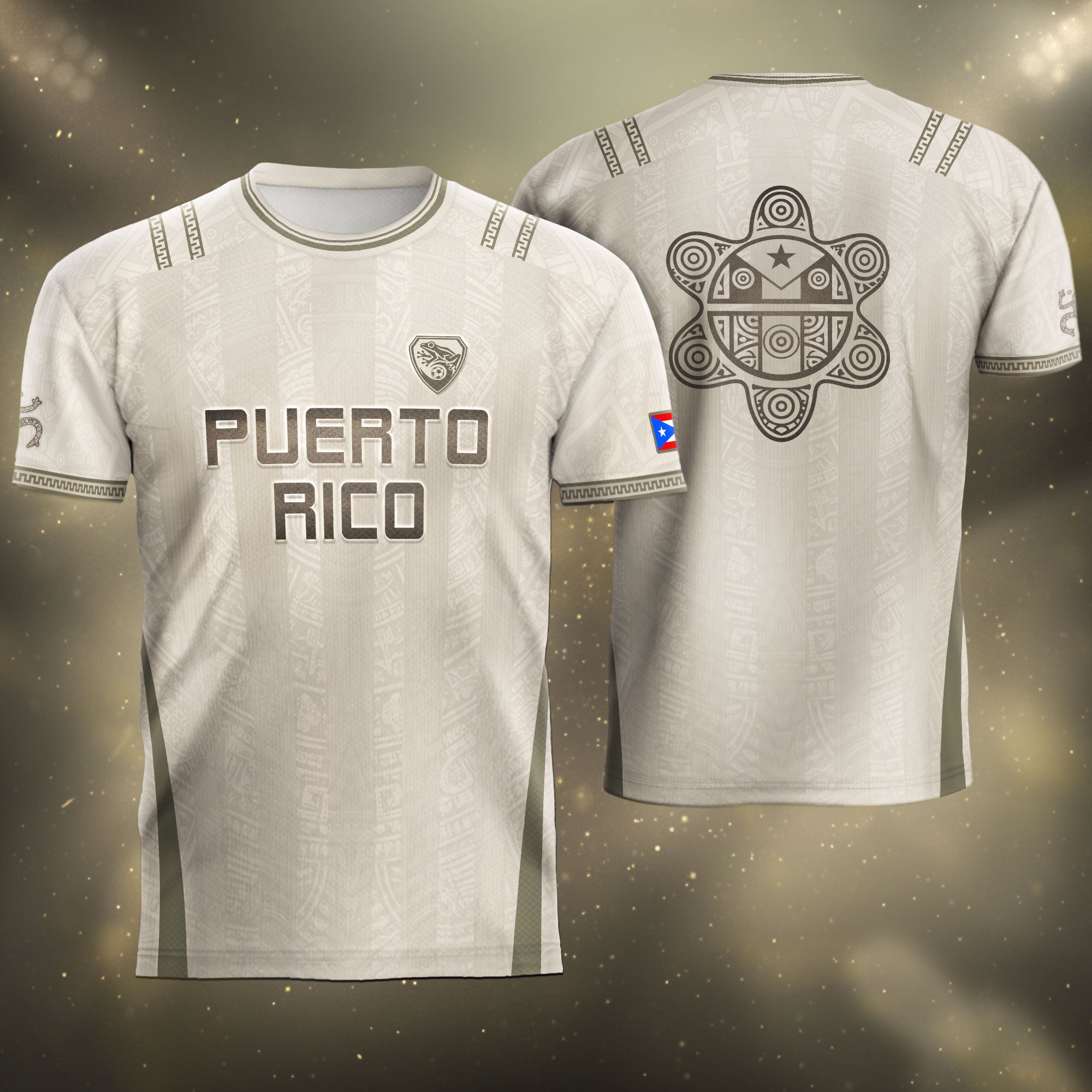 Beige Puerto Rico Soccer Jersey Taino Sun Sol de Jayuya Pattern Edition Football Shirt