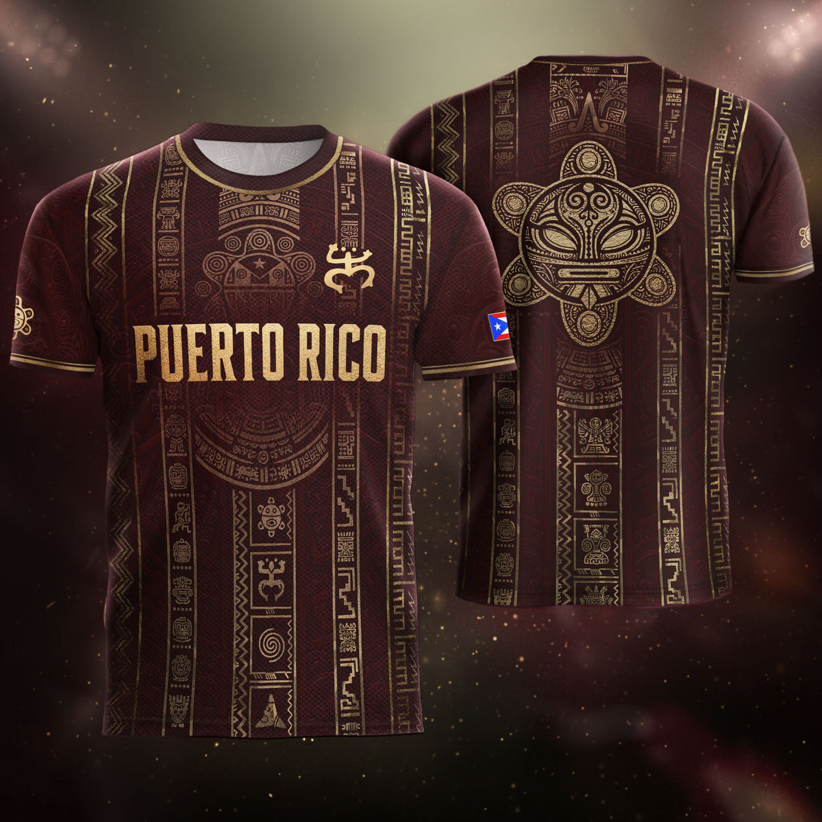 Puerto Rico Soccer Jersey Taino Heritage Maroon Gold Football Shirt Boricua Pride Gift