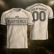 Custom Puerto Rico Soccer Jersey, Beige Charcoal Taino Pattern, Puerto Rico Shirt for Men and Women as a Personalized Football Jersey, Northryn Co.