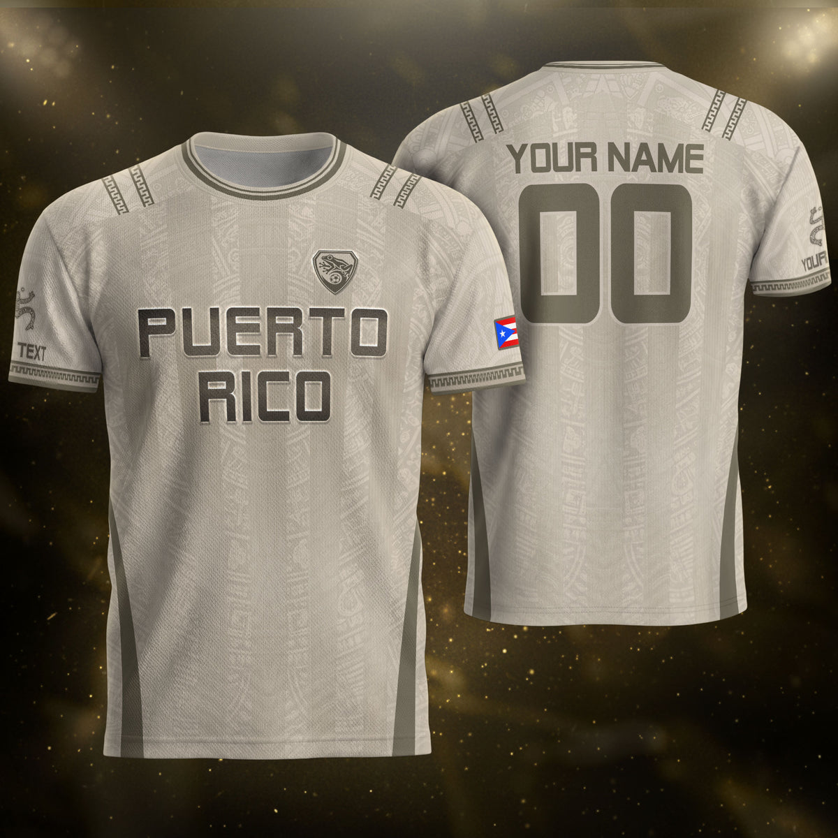 Camiseta de fútbol con máscara taína boricua azul marino de Puerto Rico, bandera tribal, orgullo nacional