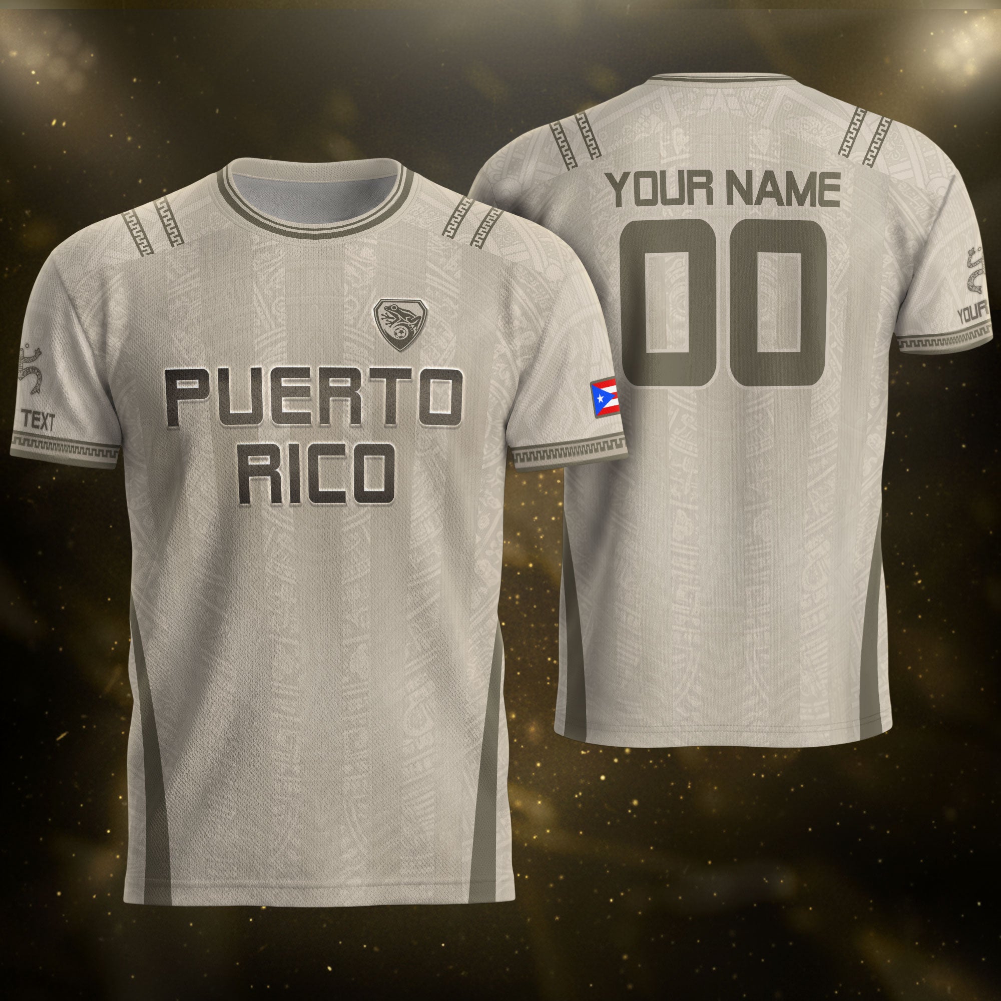 Camiseta de fútbol con máscara taína boricua azul marino de Puerto Rico, bandera tribal, orgullo nacional