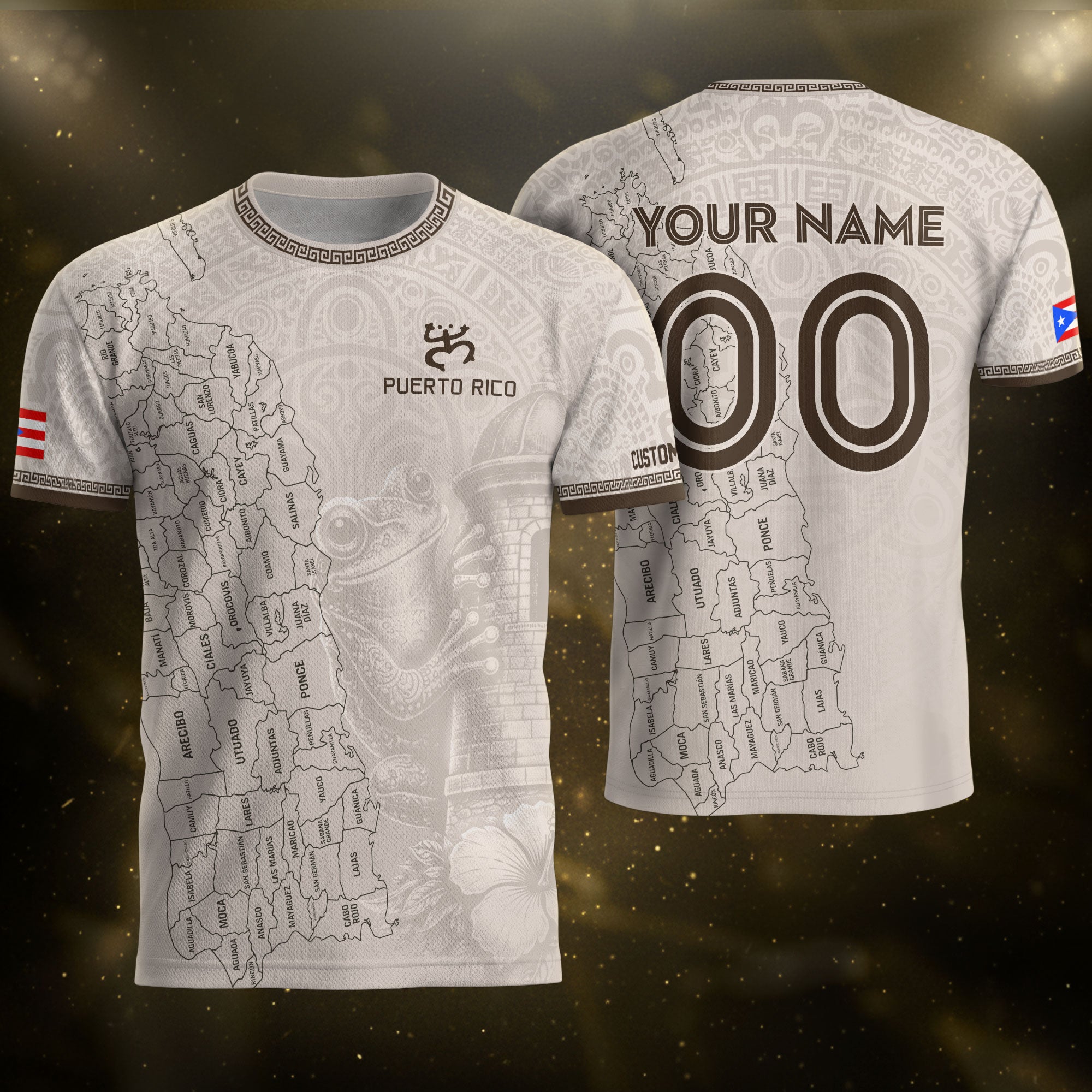 Beige Puerto Rico Soccer Jersey Map Coqui Frog Boricua Pride Personalized Shirt