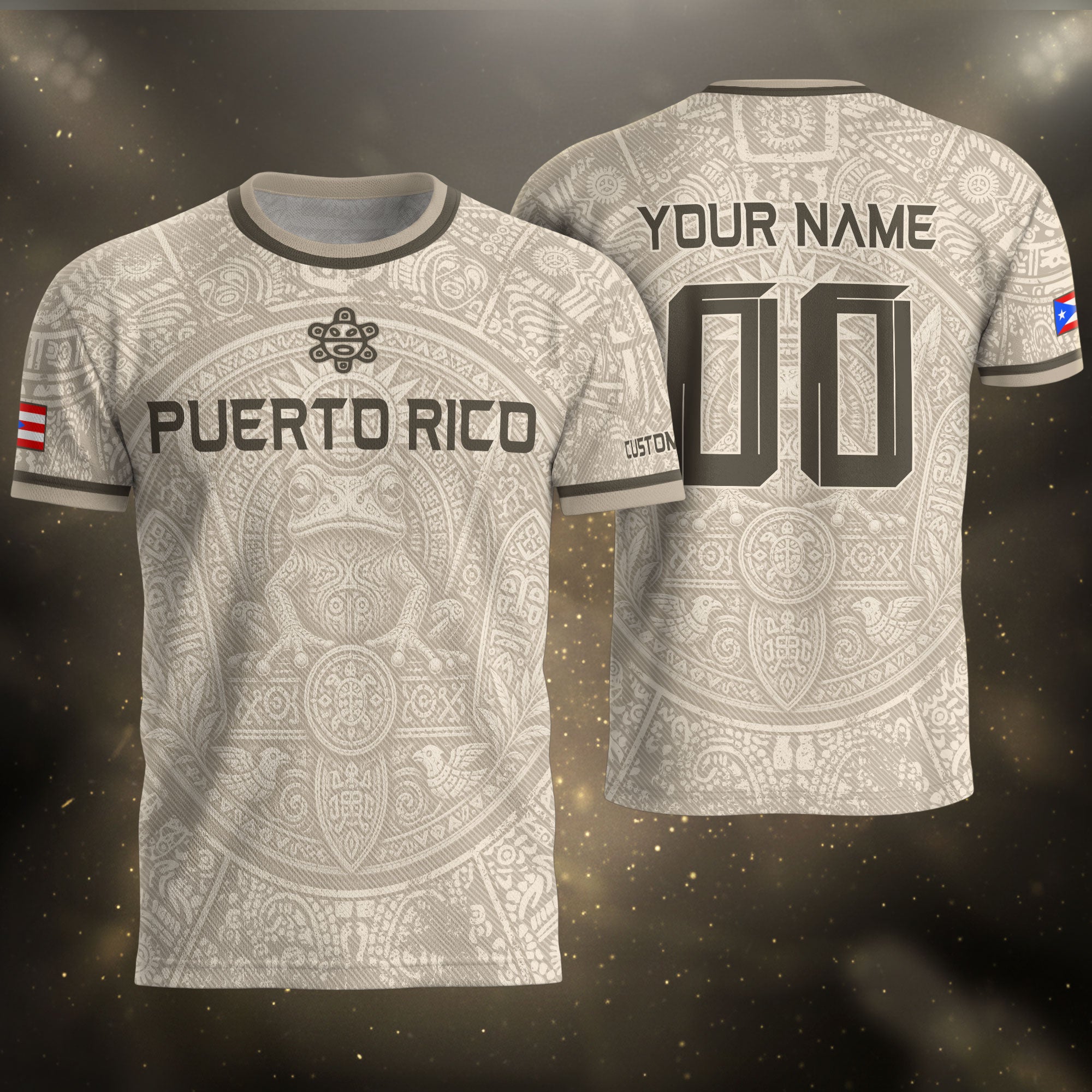 Camiseta de fútbol con máscara taína boricua azul marino de Puerto Rico, bandera tribal, orgullo nacional