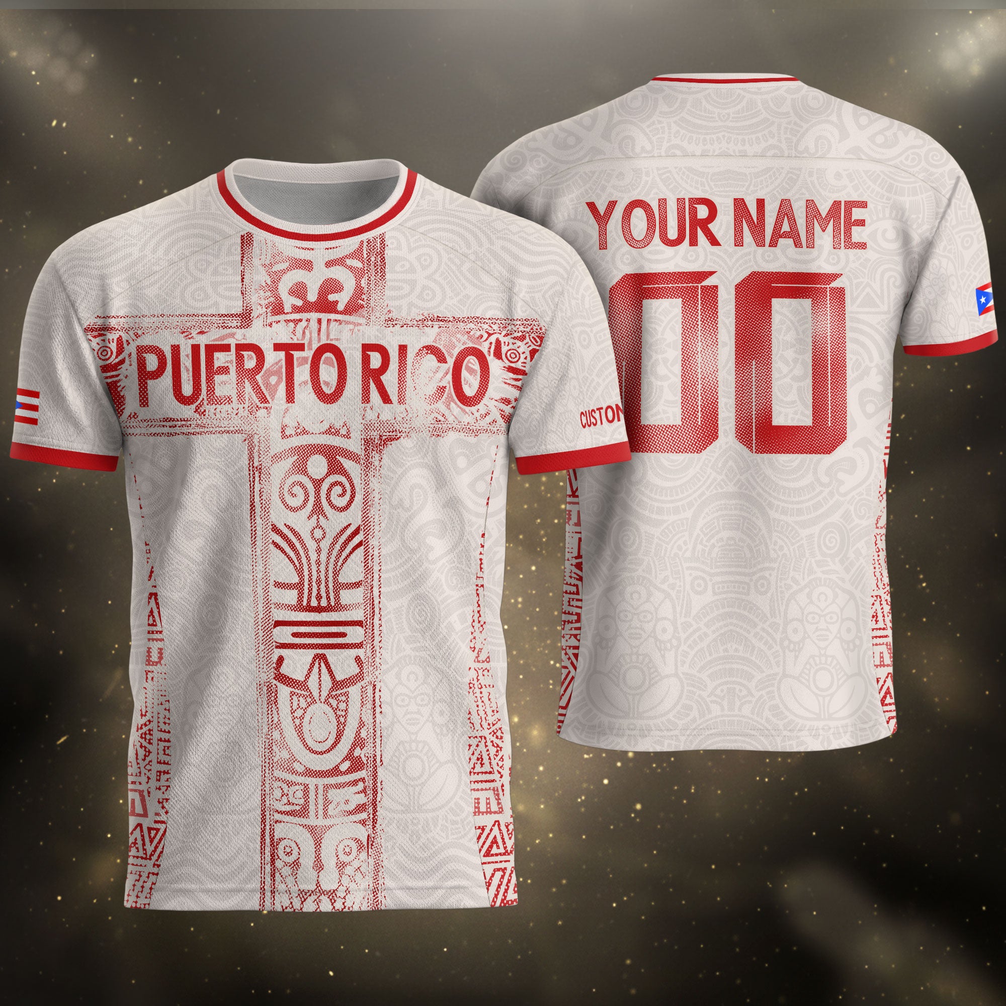 Custom Puerto Rico Soccer Jersey Beige Red – Puerto Rico Shirt, Jersey Men & Women, Puerto Rican T-Shirt