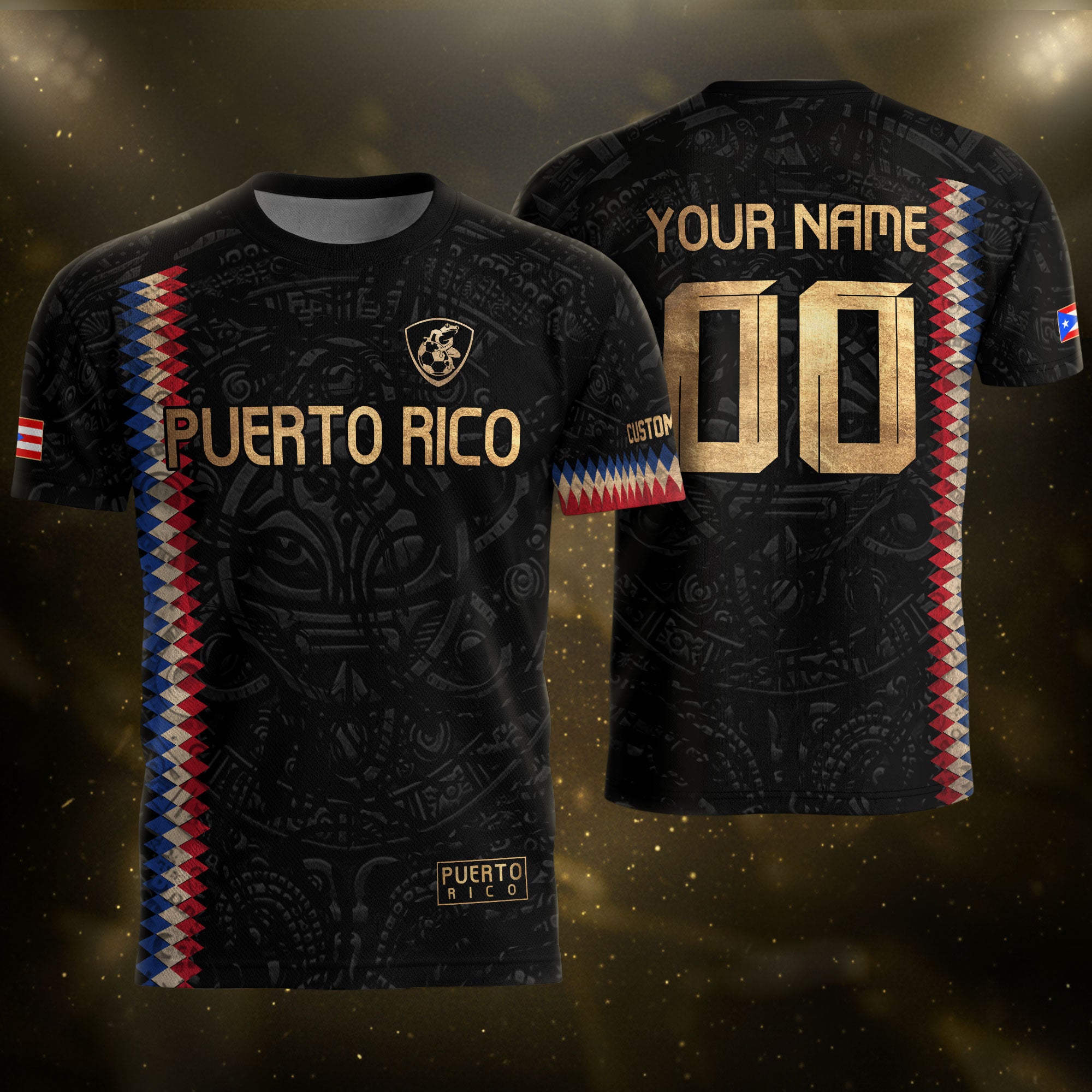 Custom Puerto Rico Soccer Jersey Black Gold – Puerto Rico Shirt, Puerto Rico Jerseys for Fans