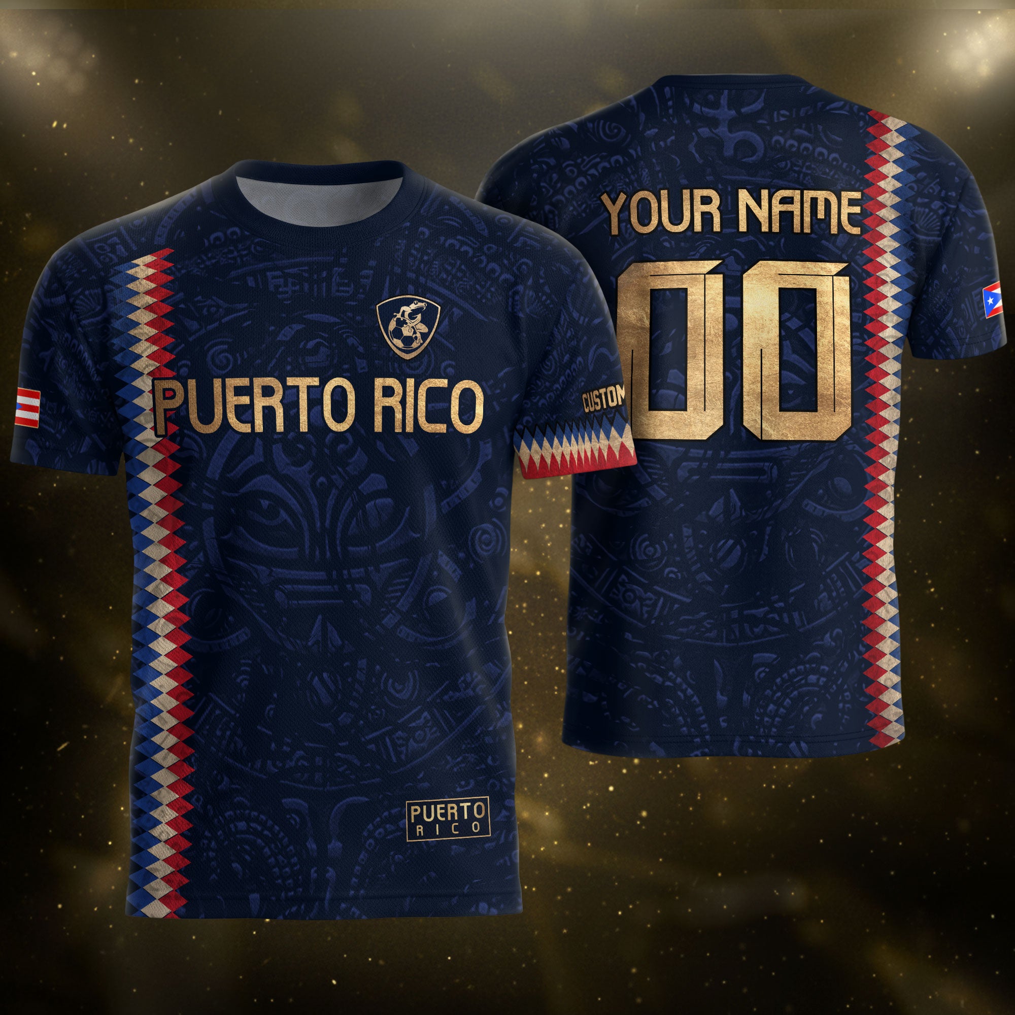 Custom Puerto Rico Soccer Jersey Navy Blue – Puerto Rican Jersey Men & Women, Puerto Rico Jerseys for Fans