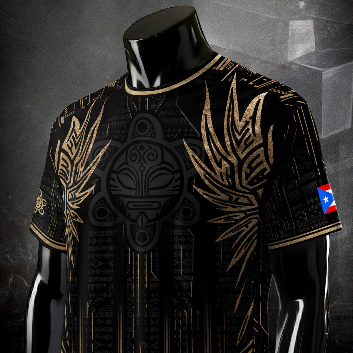 Puerto Rico Black Gold Tribal Warrior National Heritage Soccer Jersey