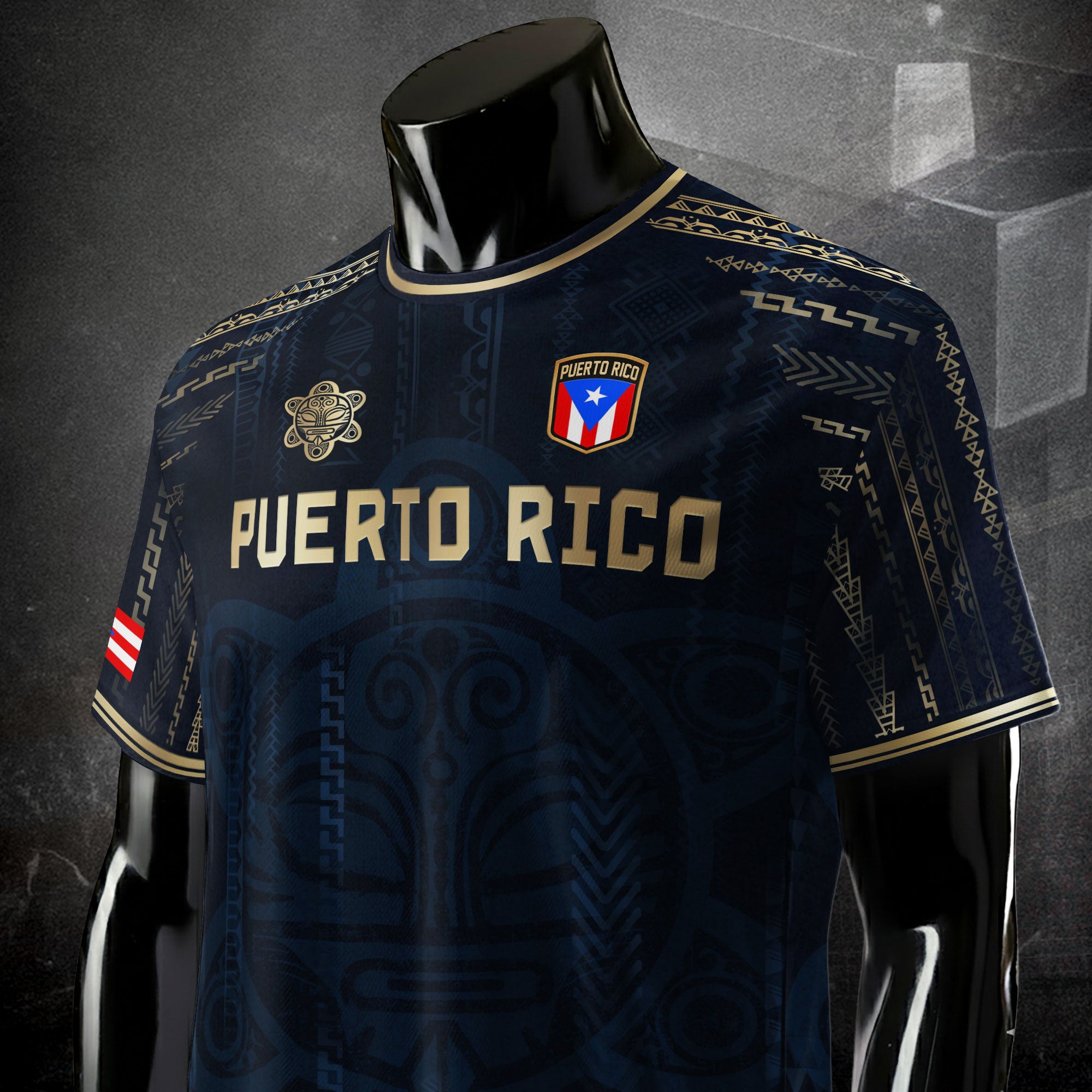 Puerto Rico Navy Gold Coqui Frog Taino Sun National Heritage Boricua Camiseta de fútbol