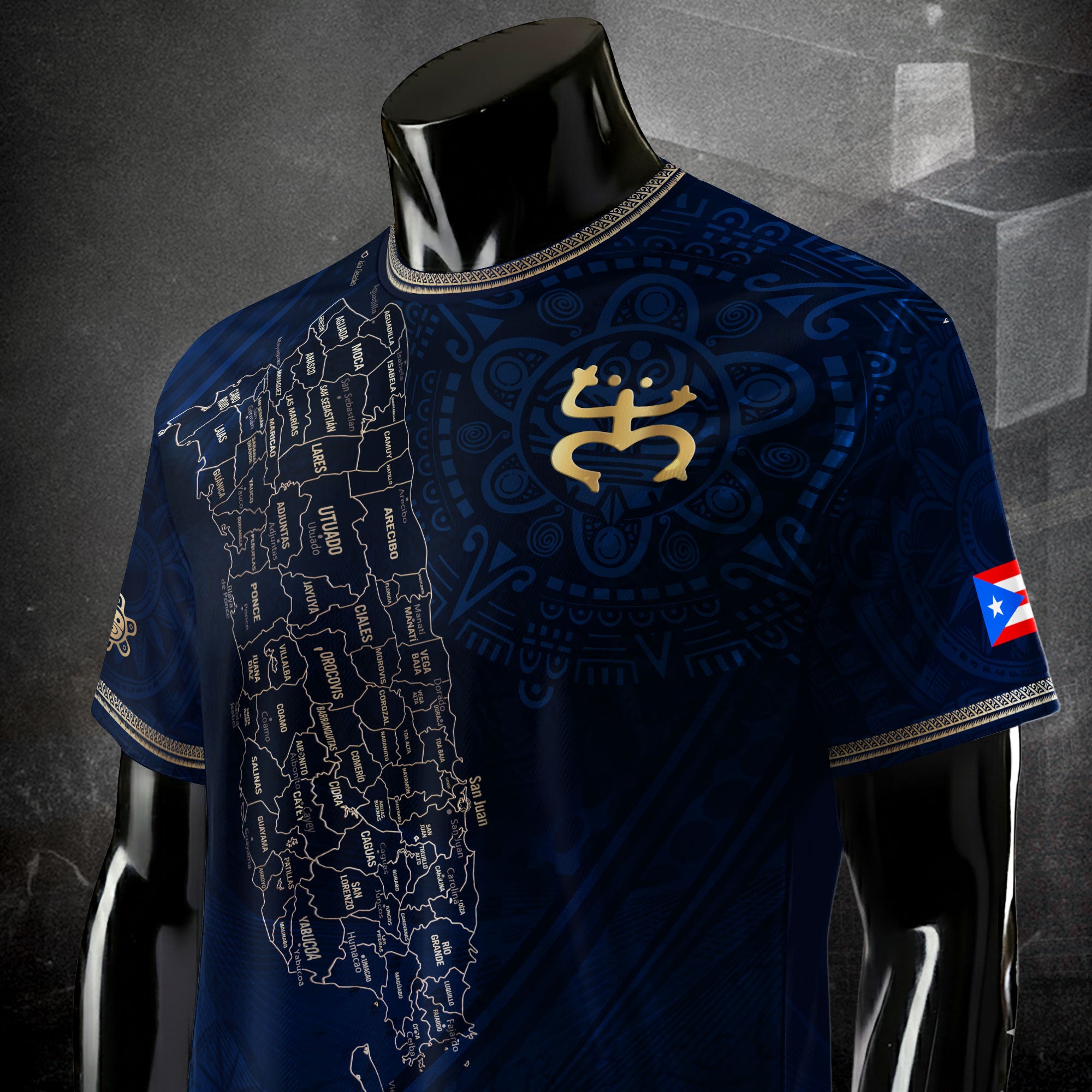 TEST BUNDLE - Puerto Rico Map Boricua Coqui Frog El Morro Gold Navy Heritage Soccer Jersey (Copy)
