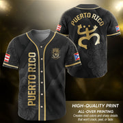 Puerto Rico Baseball Jersey for Men and Women, Boricua Black Gold Tribal National Heritage, Puerto Rico Shirts for Bold Island Style, Northryn Co.