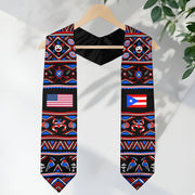 Puerto Rico USA Flag Taino Symbol Ethnic Pattern Heritage Graduation Sash Graduation Stole