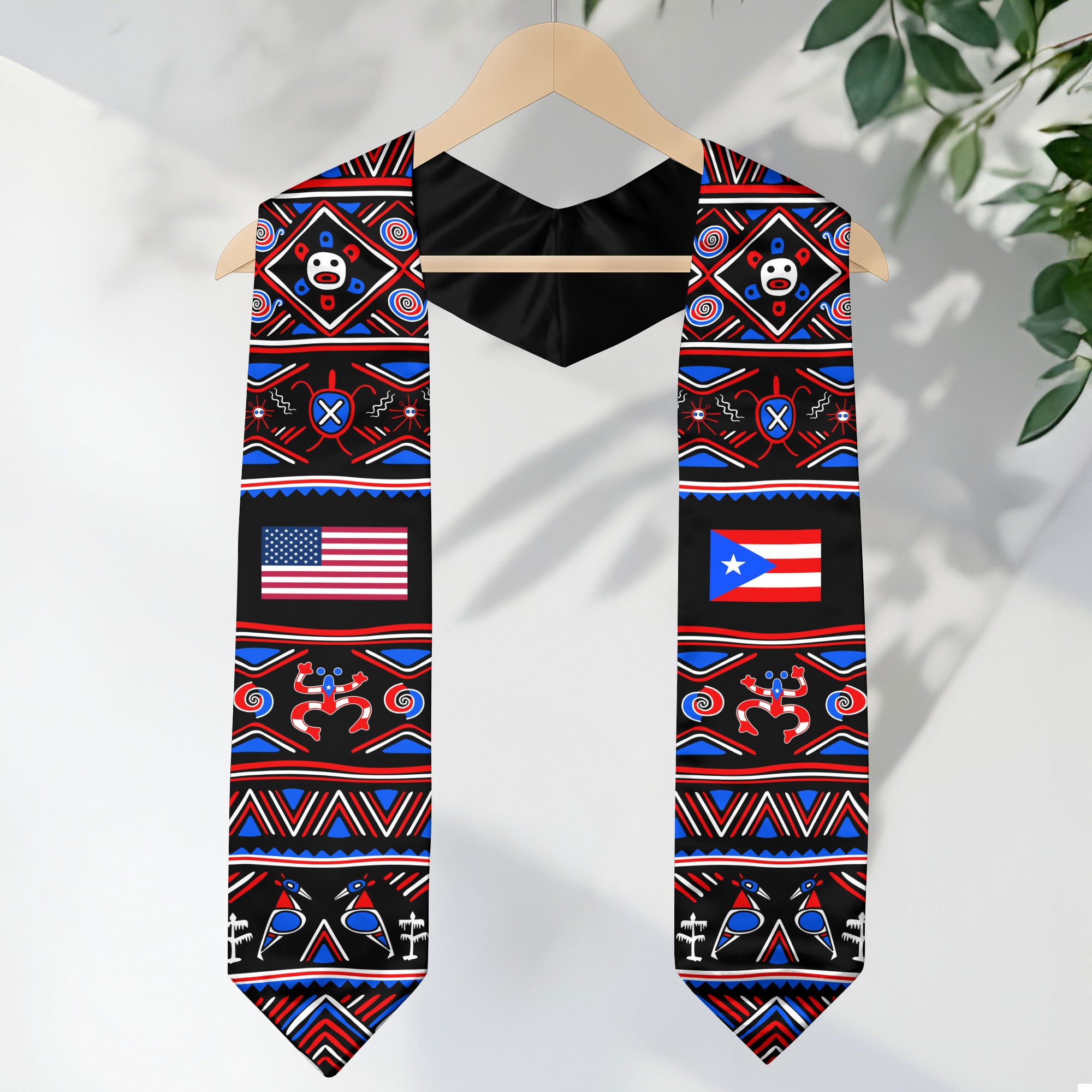 Puerto Rico USA Flag Taino Symbol Ethnic Pattern Heritage Graduation Sash Graduation Stole