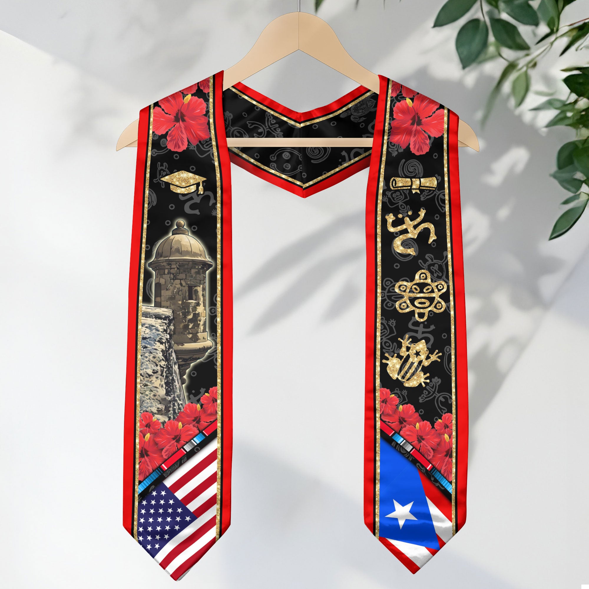 Puerto Rico El Morro Castle Gold Taino Heritage Class of 2026 Graduation Sash Graduation Stole