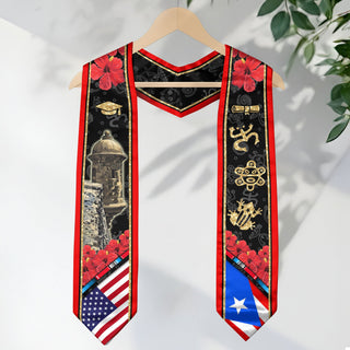 Puerto Rico El Morro Castle Gold Taino Heritage Class of 2026 Graduation Sash Graduation Stole