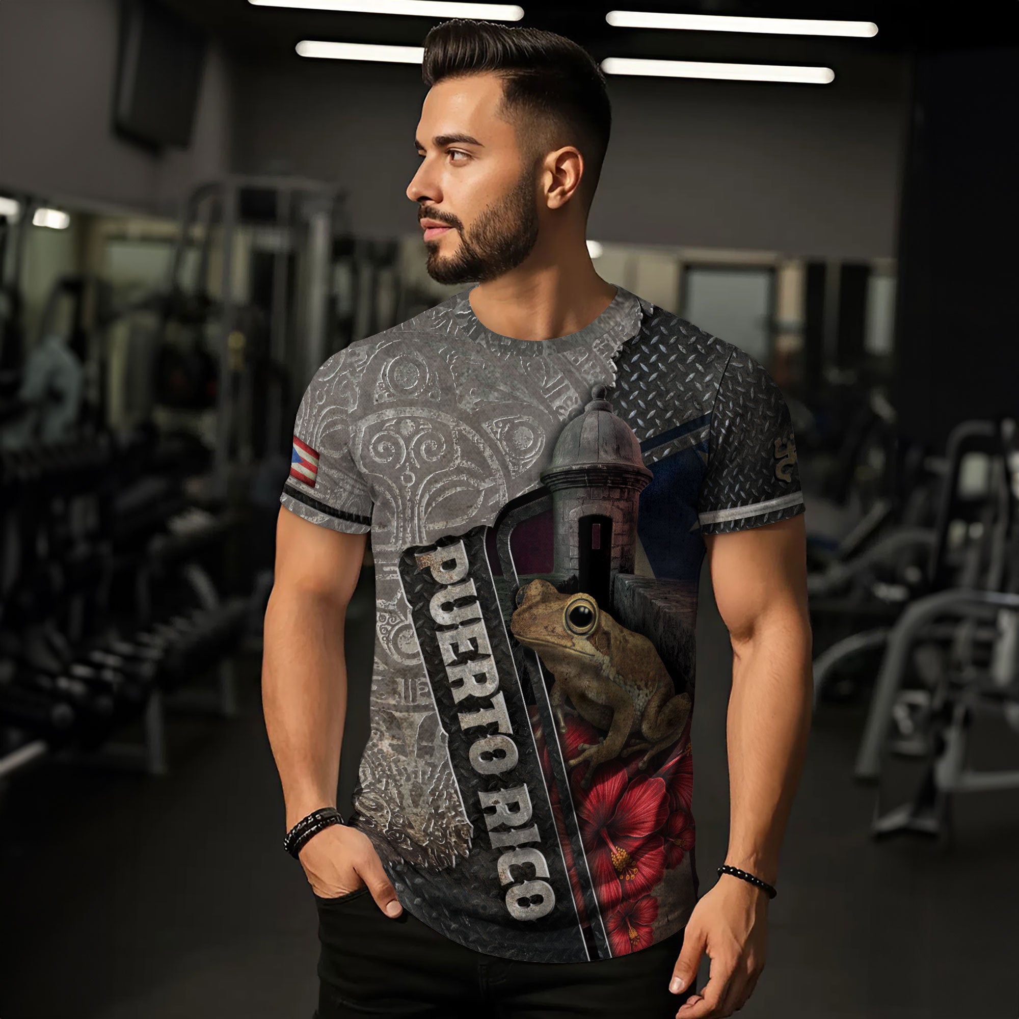 Puerto Rico Boricua El Morro Coqui Frog Taino Stone Grey National Heritage Shirt