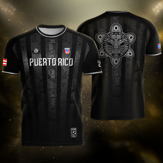 Tribal Symbol Black Silver Puerto Rico Soccer Jersey for Men and Women, Art National Heritage, Puerto Rico Jersey and Puerto Rico Shirt, Northryn Co.