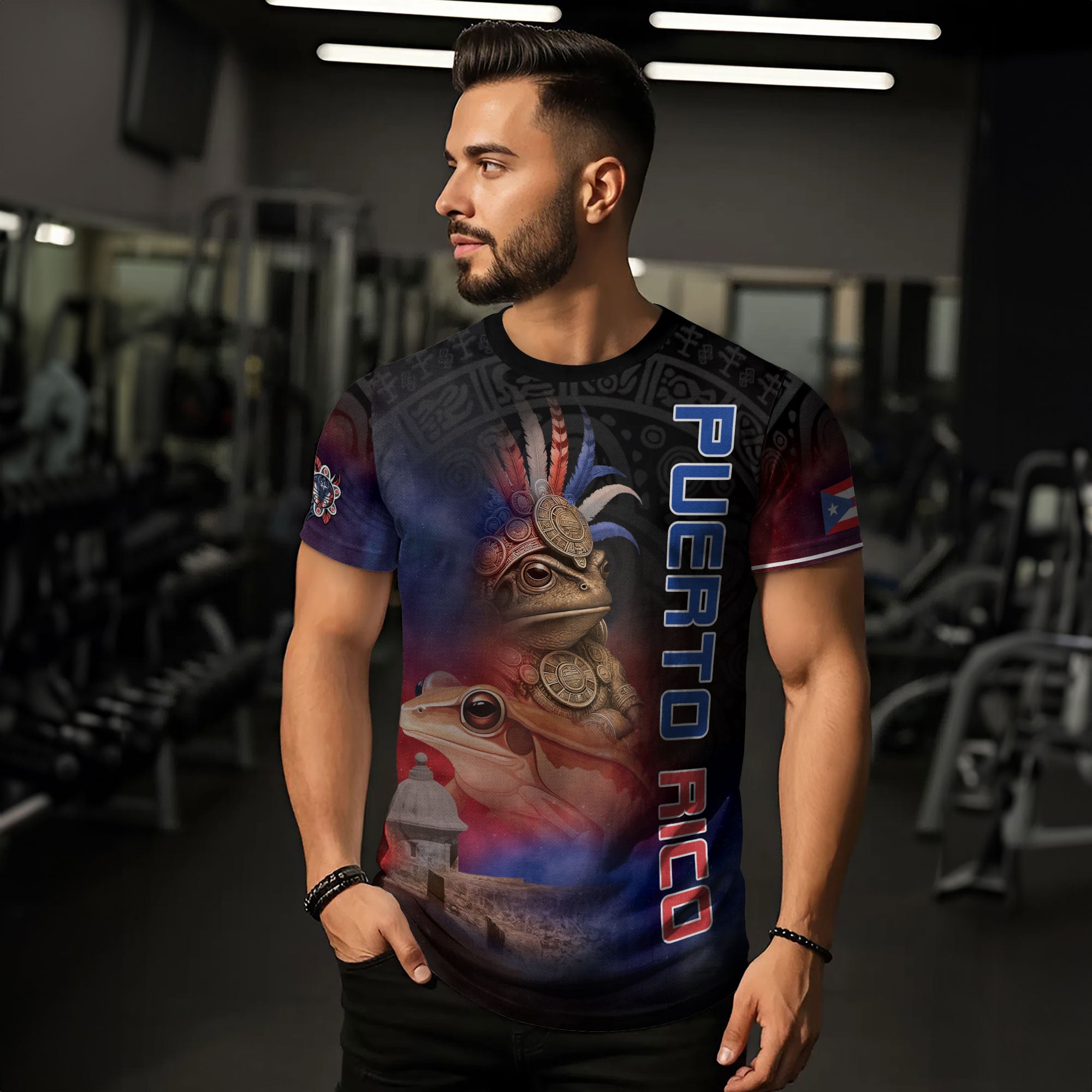 Puerto Rico Coqui Frog Taino Warrior Heritage Boricua Pride Galaxy Nebula Shirt