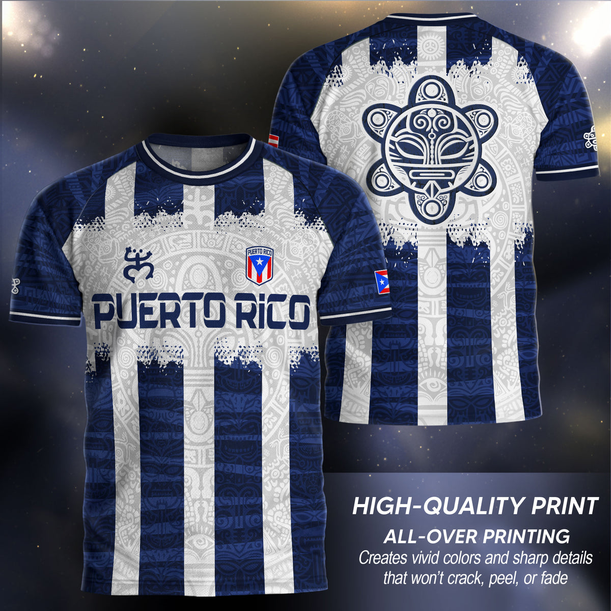 Puerto Rico Boricua Coqui Frog Taino Tribal National Soccer Jersey White Navy