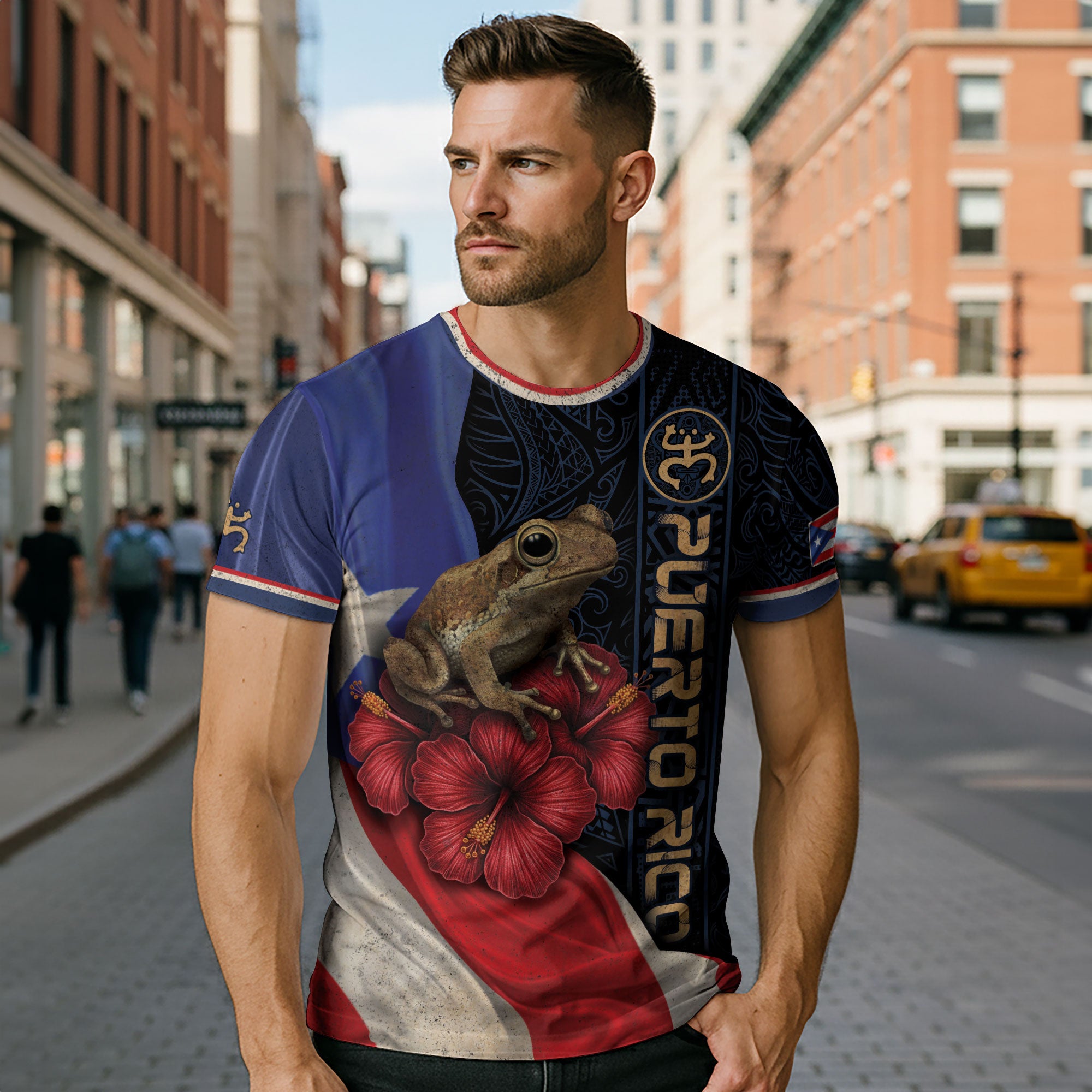 Puerto Rico Flag Coqui Frog Hibiscus Taino Heritage Pride Boricua Spirit Shirt