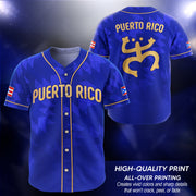Puerto Rico Baseball Jersey for Men and Women, Boricua Navy Blue Gold Tribal Sun Heritage Graphic, Puerto Rico Shirts for Heritage Style, Northryn Co.