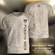 Puerto Rico Soccer Jersey in Heritage Beige for Men and Women, Vintage Athletic Taino Symbols, Puerto Rico Shirt and Puerto Rico Jersey, Northryn Co.