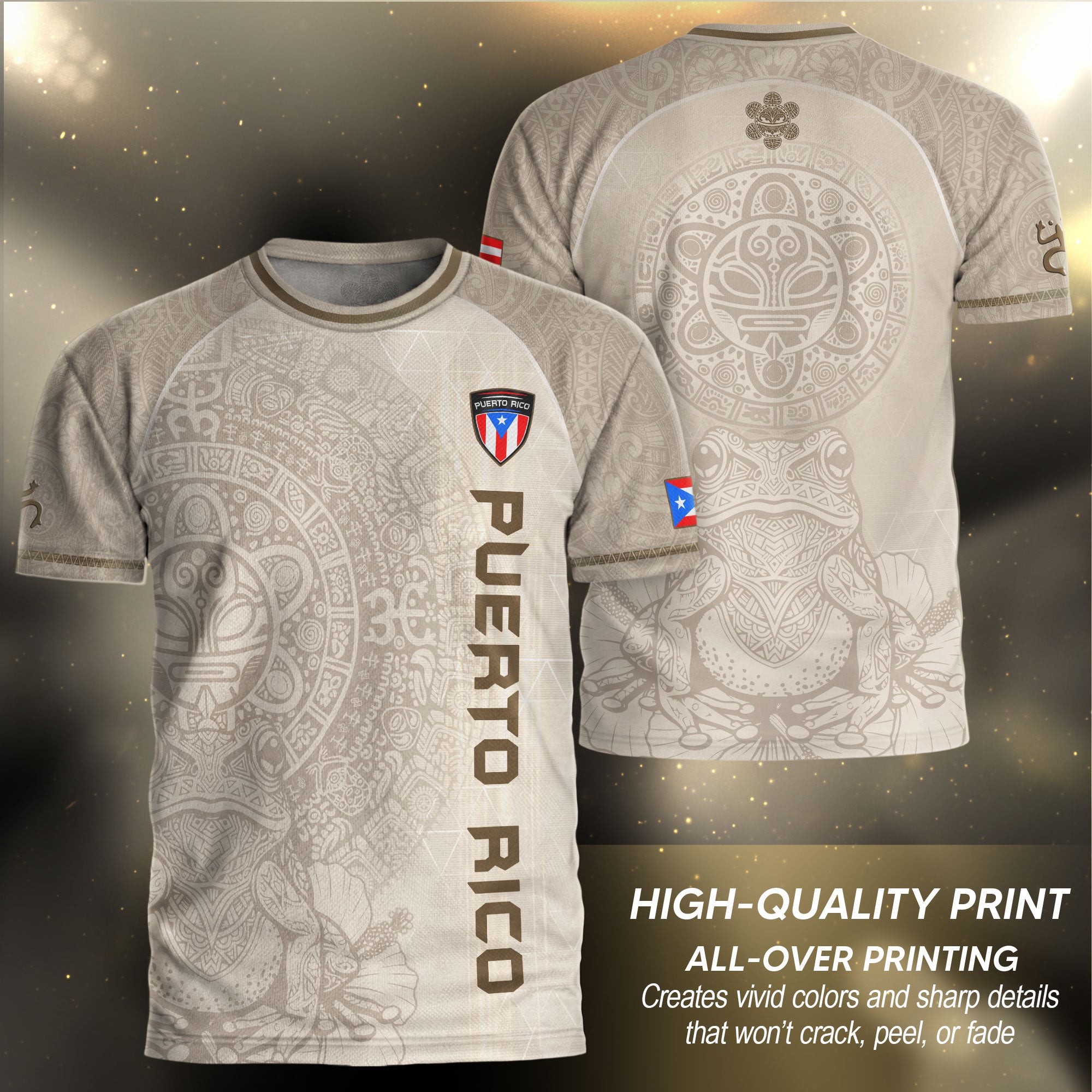 Puerto Rico Heritage Beige Vintage Boricua Athletic Taino Symbols Soccer Jersey