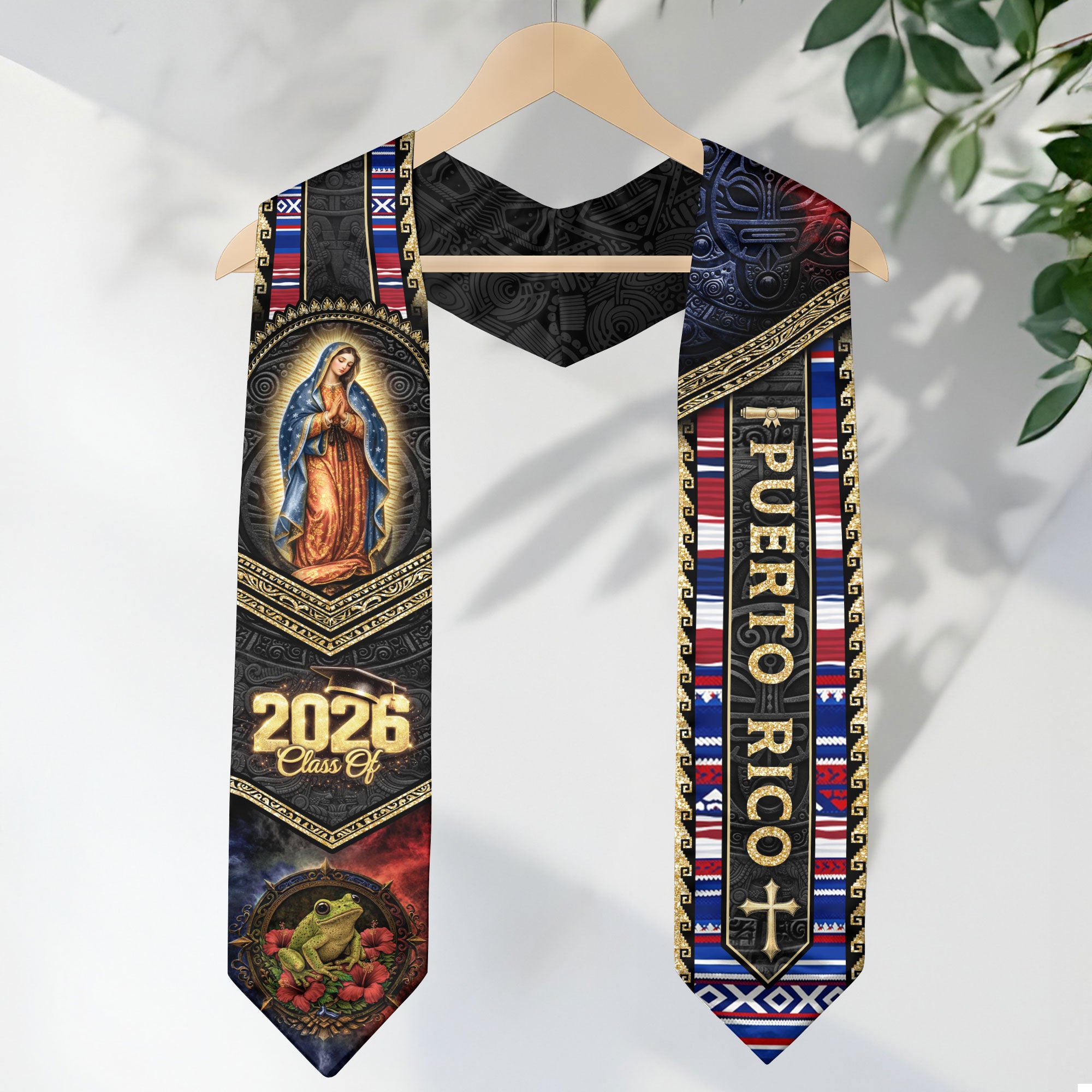 Puerto Rican Graduation Stole Class of 2026 Puerto Rico Graduation Sash Faith Flag Design