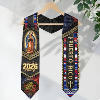 Puerto Rican Graduation Stole Class of 2026 Puerto Rico Graduation Sash Faith Flag Design