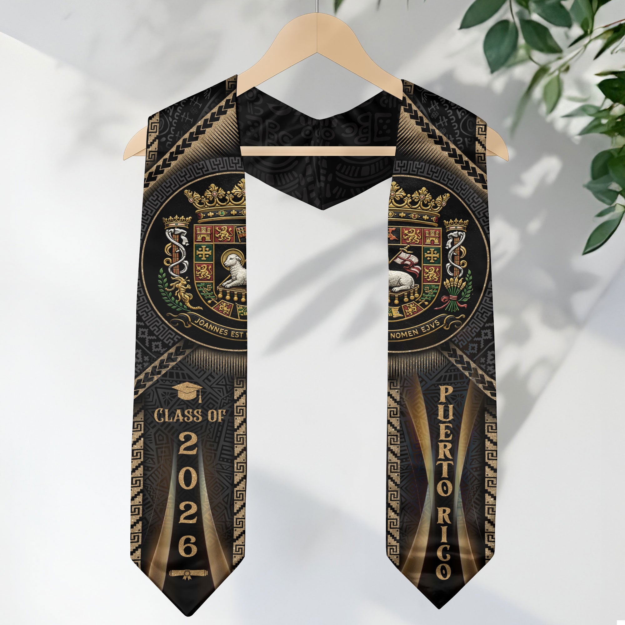 Puerto Rico Graduation Stole Class of 2026 Puerto Rican Graduation Sash Heritage Gold Design