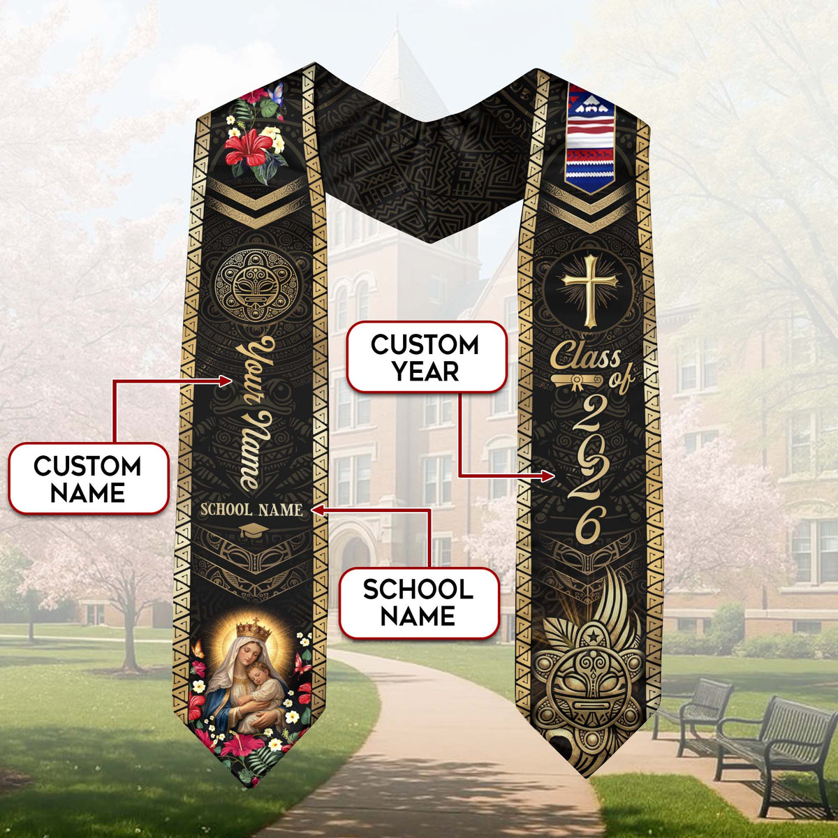Puerto Rican Graduation Puerto Rico Graduation Stole 2026 - Personalized Name School Coqui Sas ...
