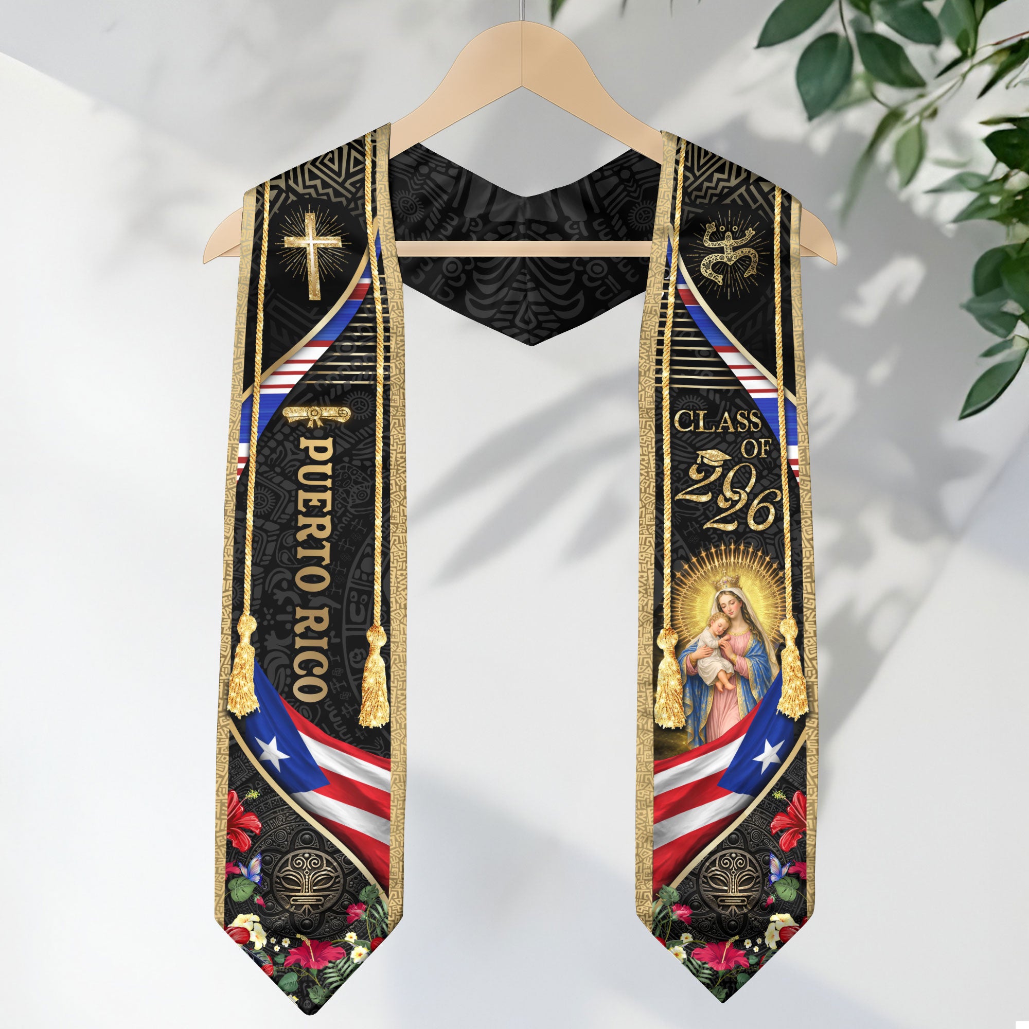 Puerto Rico Graduation Stole Class of 2026 Puerto Rican Graduation Sash Faith Flag Pride