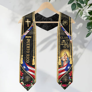 Puerto Rico Graduation Stole Class of 2026 Puerto Rican Graduation Sash Faith Flag Pride