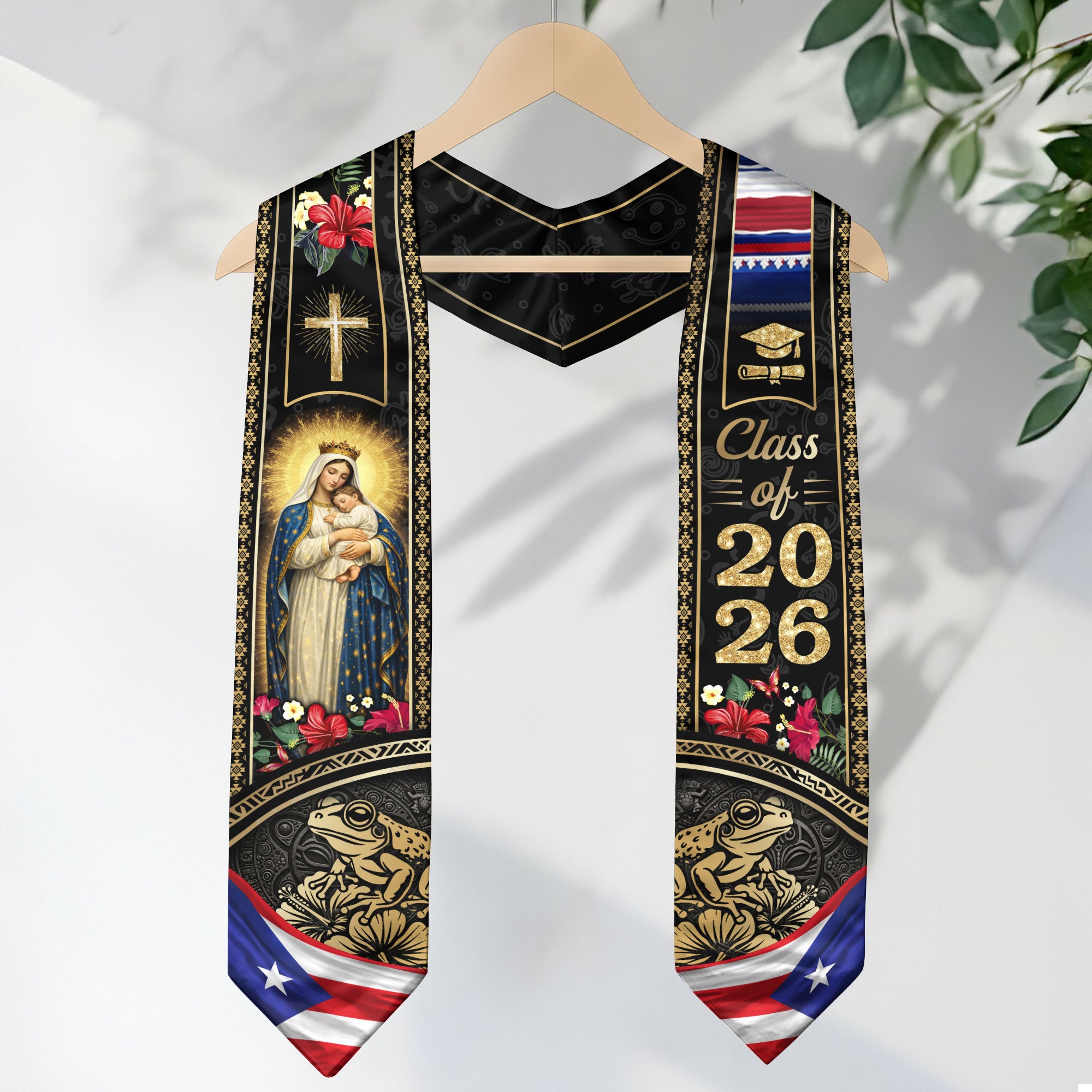 Puerto Rico Graduation Stole Class of 2026 Puerto Rican Graduation Sash Cultural Faith Pride