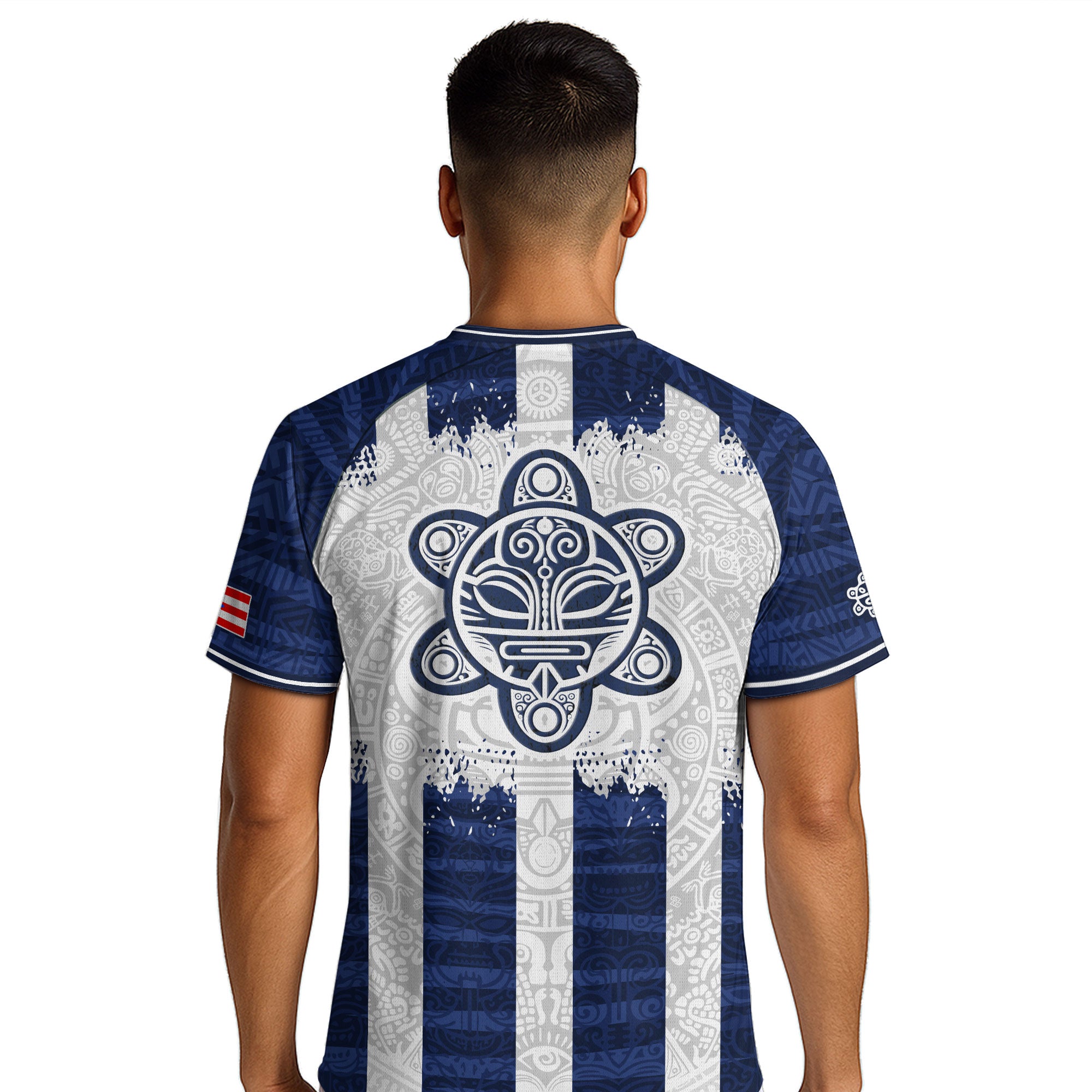 Puerto Rico Boricua Coqui Frog Taino Tribal National Soccer Jersey White Navy