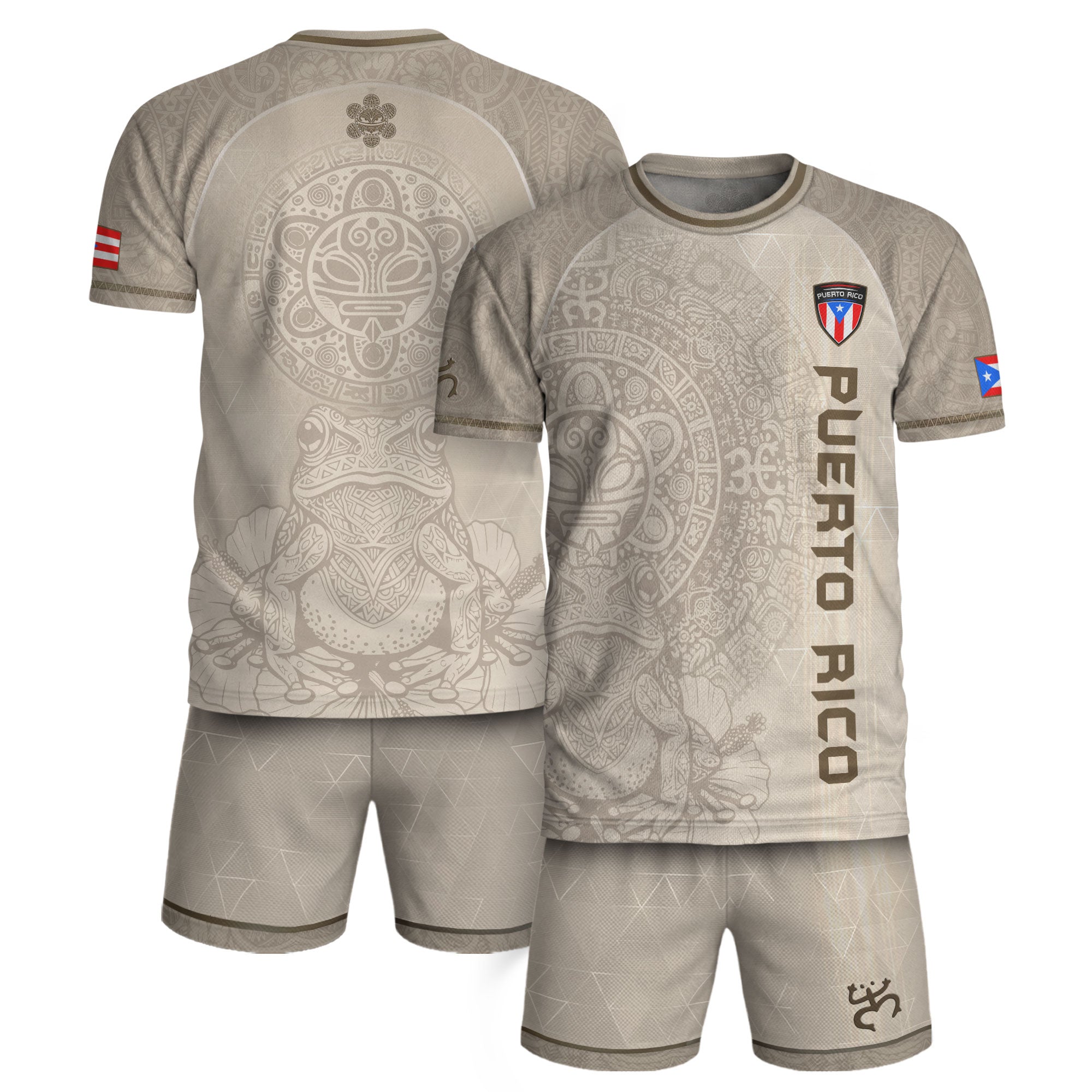 Puerto Rico Heritage Beige Vintage Boricua Athletic Taino Symbols Soccer Jersey