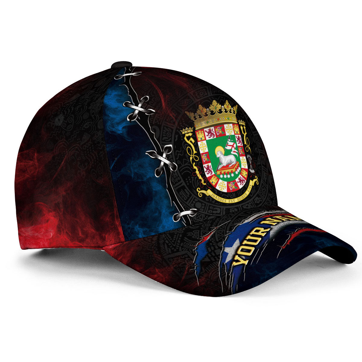 Puerto Rico Baseball Cap Coat of Arms Flag Blue Red Custom Name Boricua Hat
