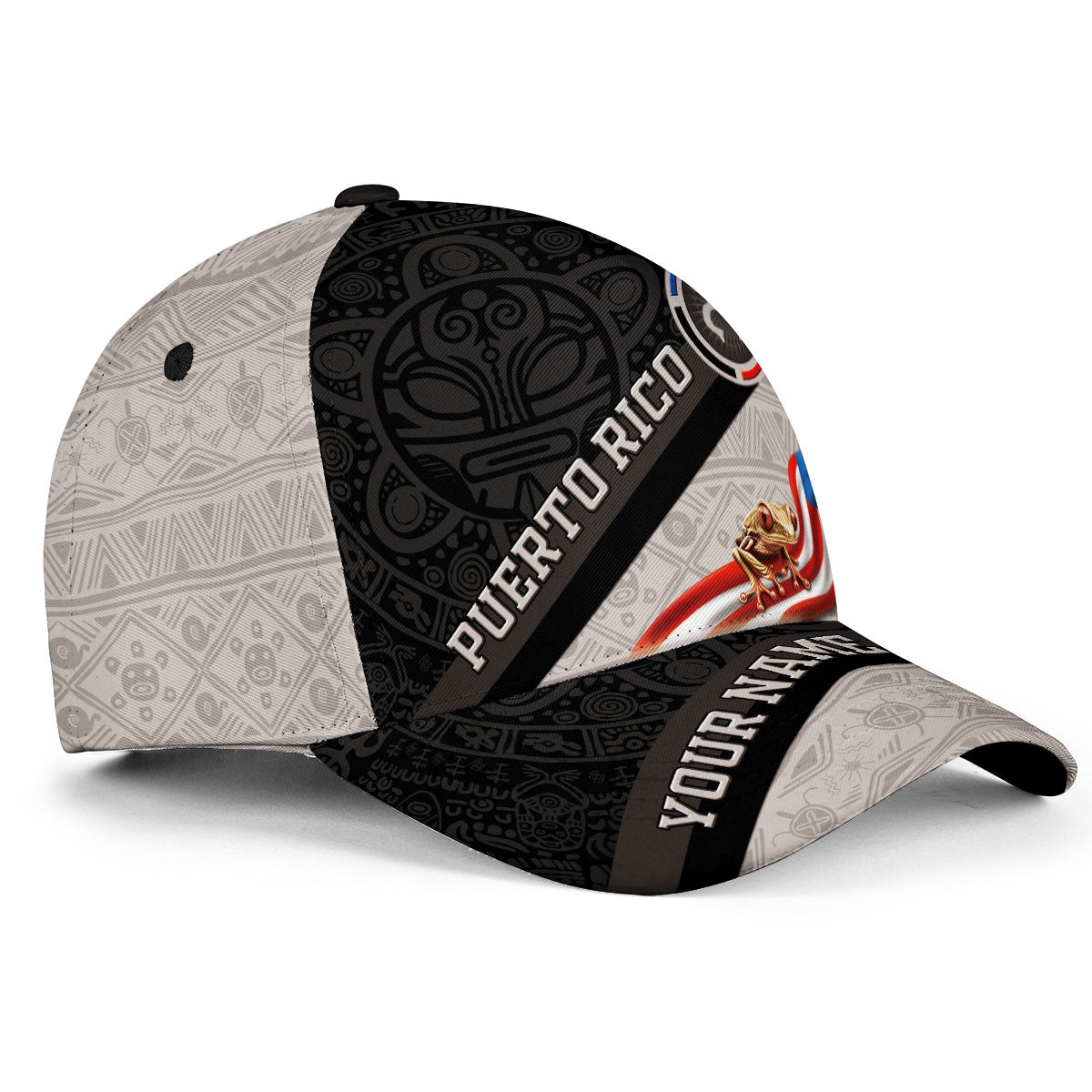 Puerto Rico Baseball Cap El Morro Coqui Frog Taino Custom Name Boricua Pride Hat