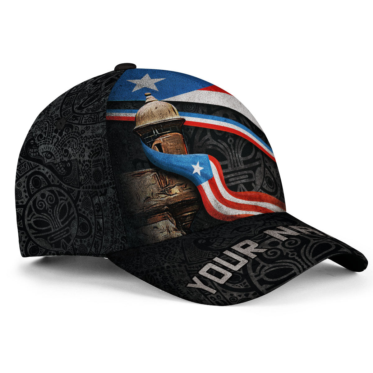 Puerto Rico Baseball Cap El Morro Fortress Taino Sun Custom Name Boricua Pride Hat