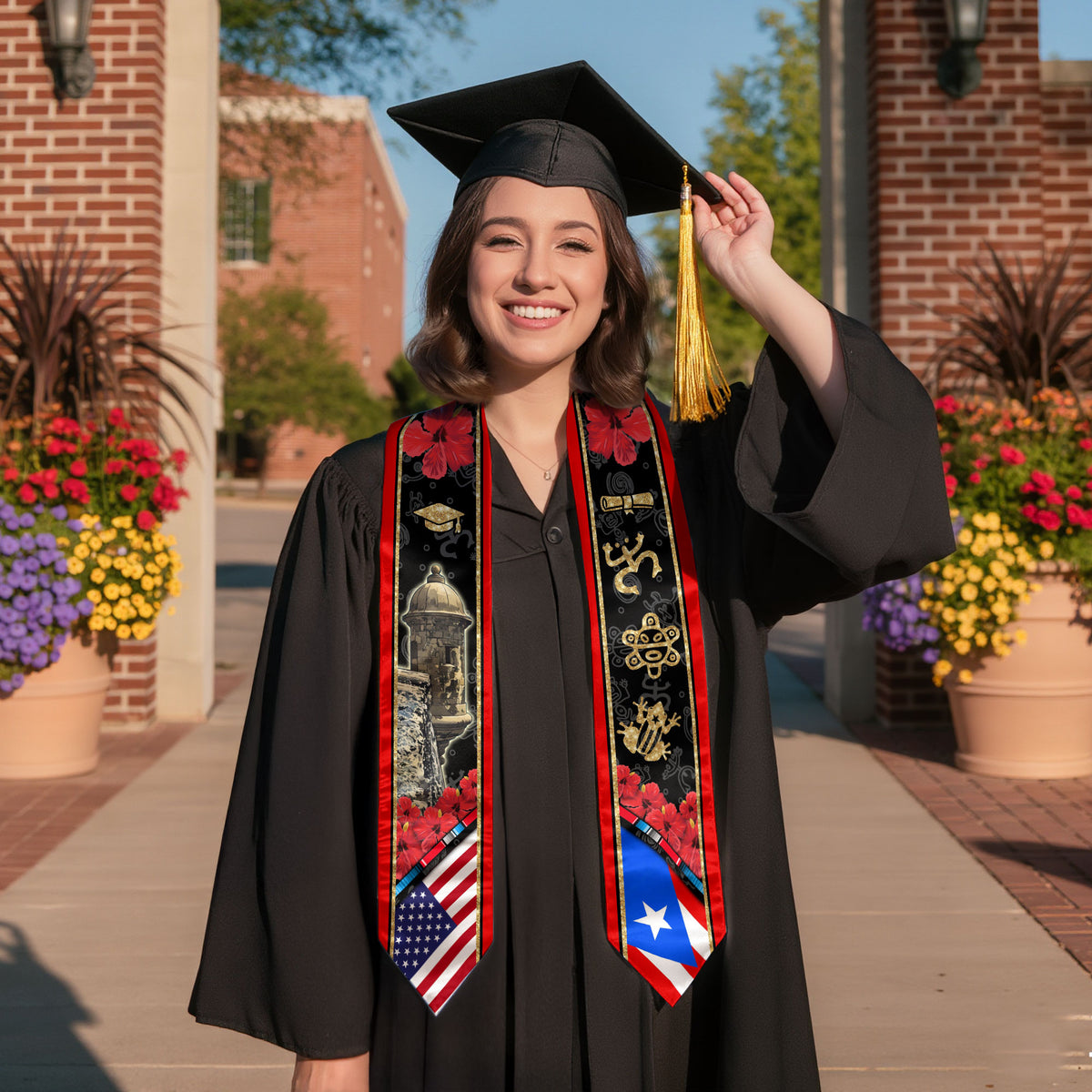 Puerto Rico El Morro Castle Gold Taino Heritage Class of 2026 Graduation Sash Graduation Stole