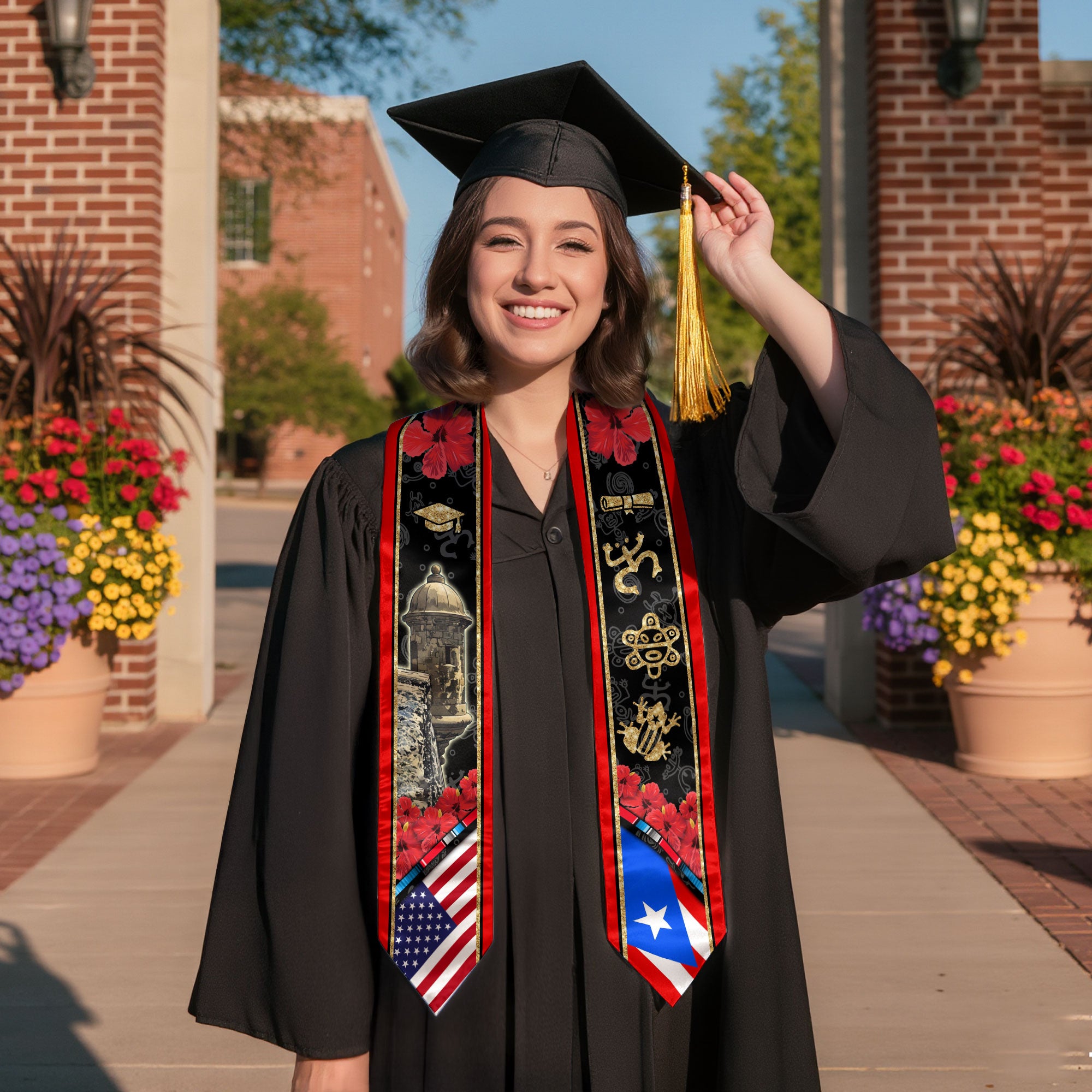 Puerto Rico El Morro Castle Gold Taino Heritage Class of 2026 Graduation Sash Graduation Stole