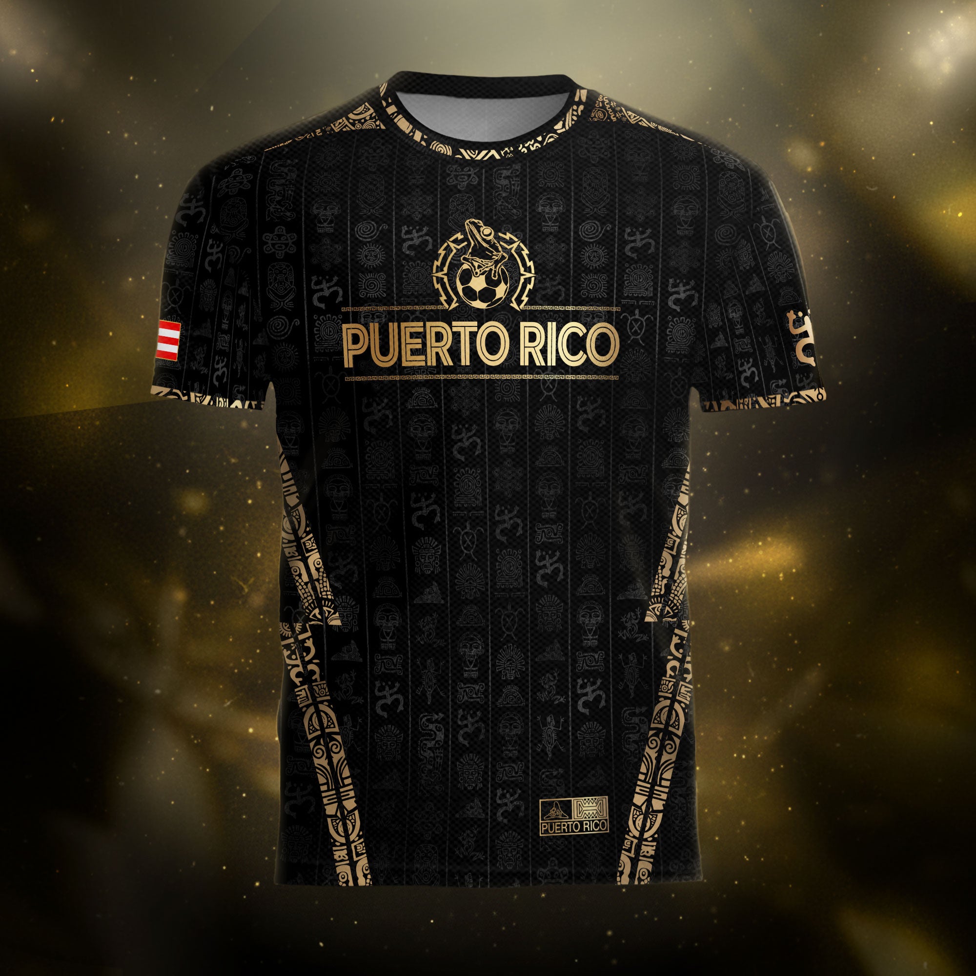 Puerto Rico Black Gold Taino Sun National Heritage Boricua Pride Soccer Jersey