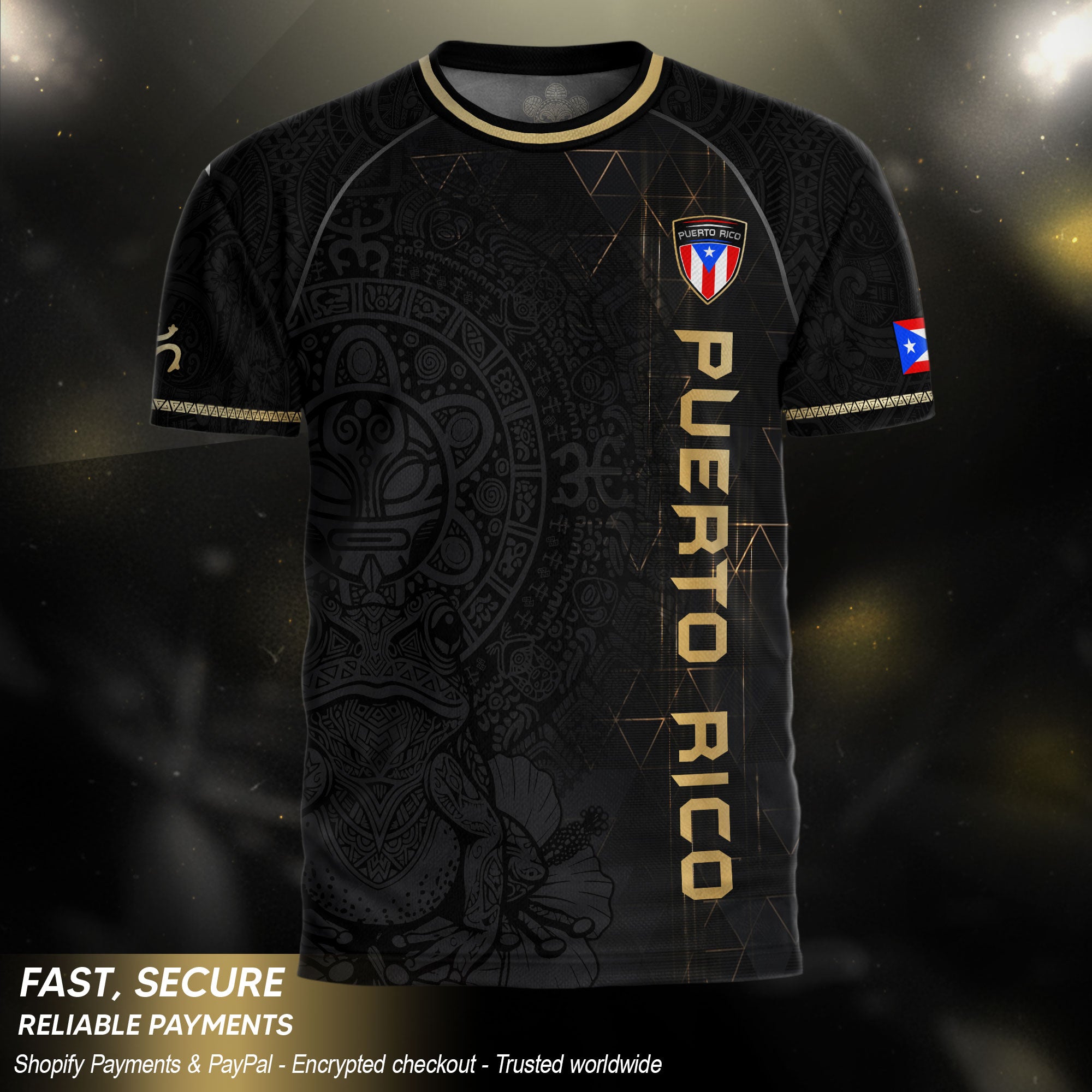 Camiseta de fútbol con máscara taína boricua azul marino de Puerto Rico, bandera tribal, orgullo nacional