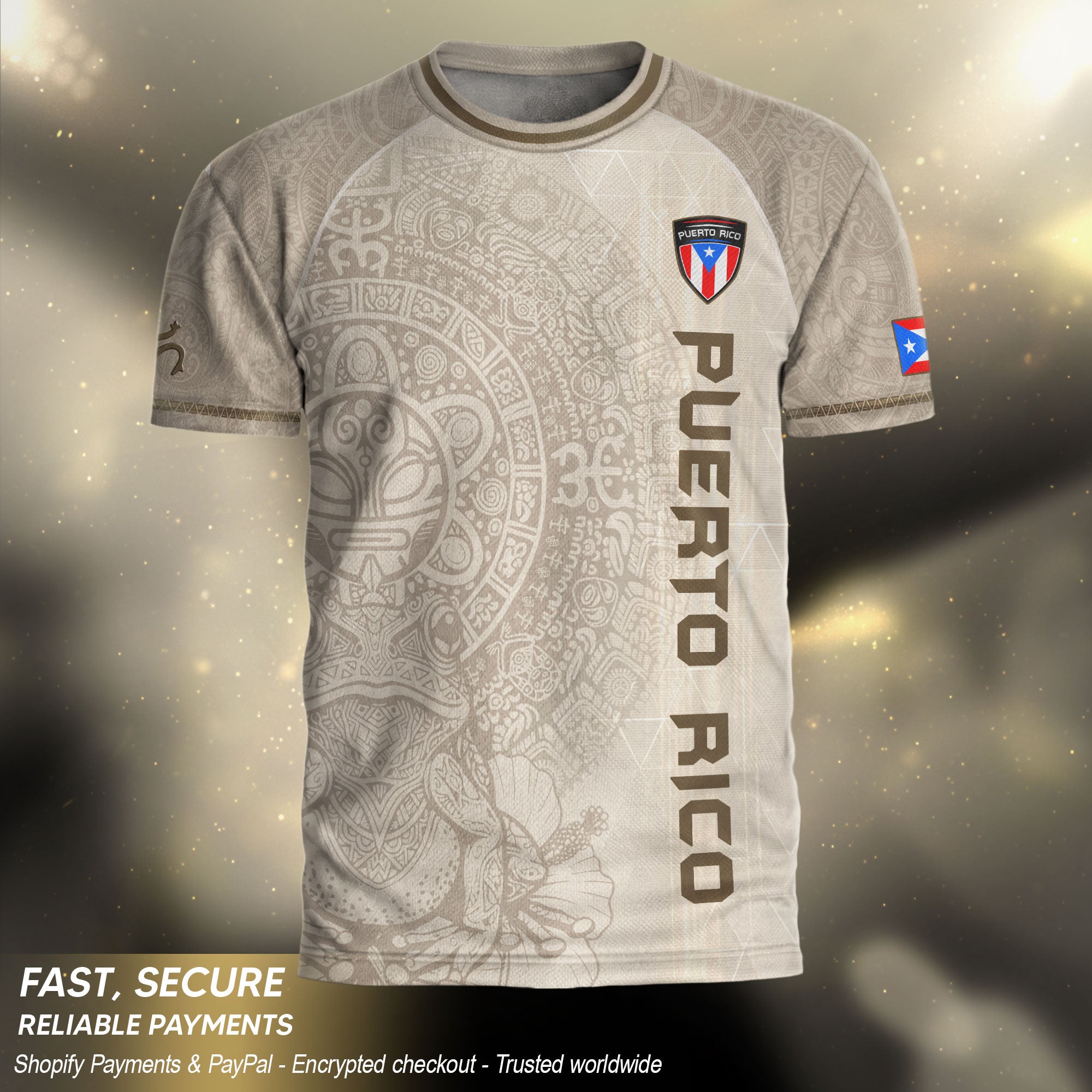 Puerto Rico Heritage Beige Vintage Boricua Athletic Taino Symbols Soccer Jersey