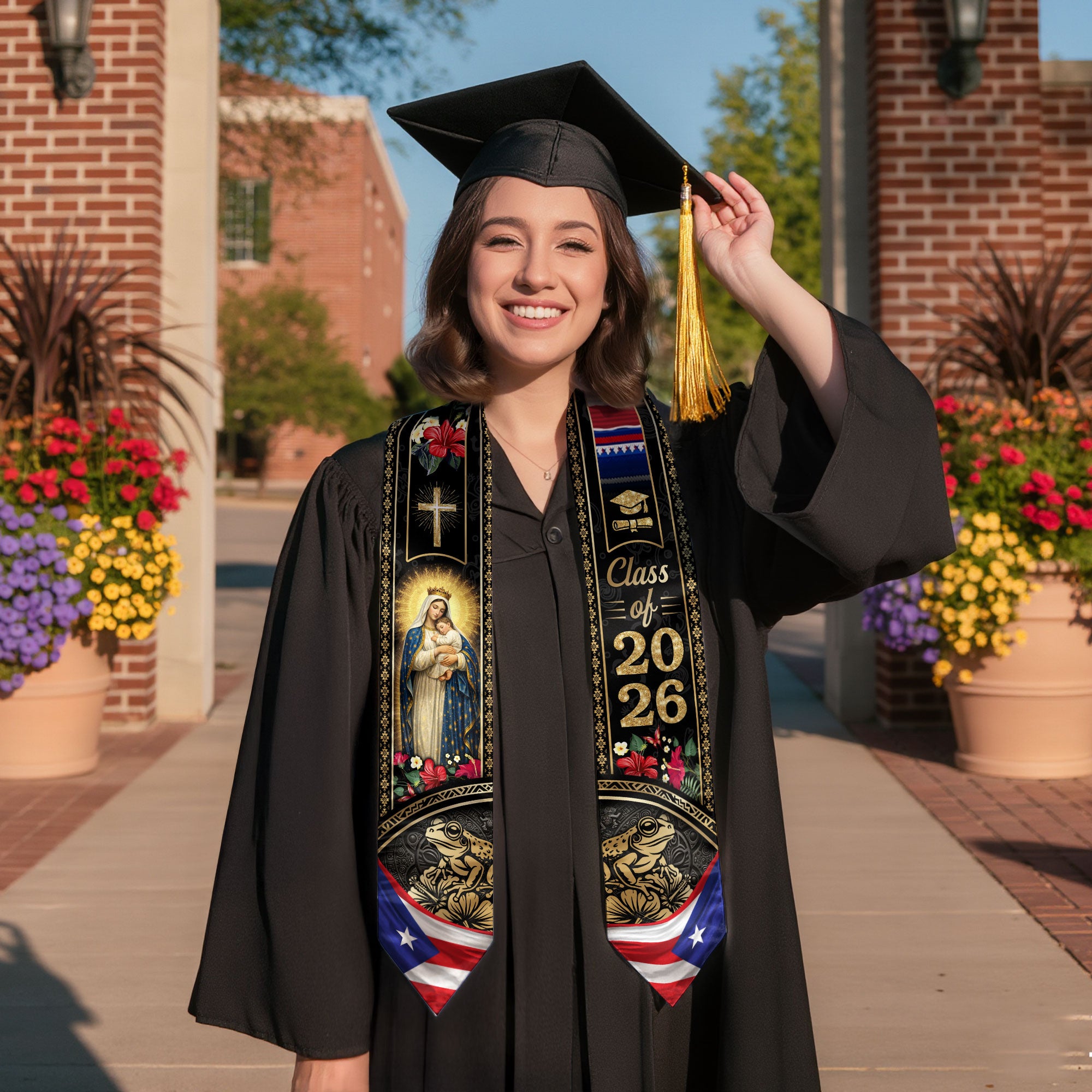 Puerto Rico Graduation Stole Class of 2026 Puerto Rican Graduation Sash Cultural Faith Pride