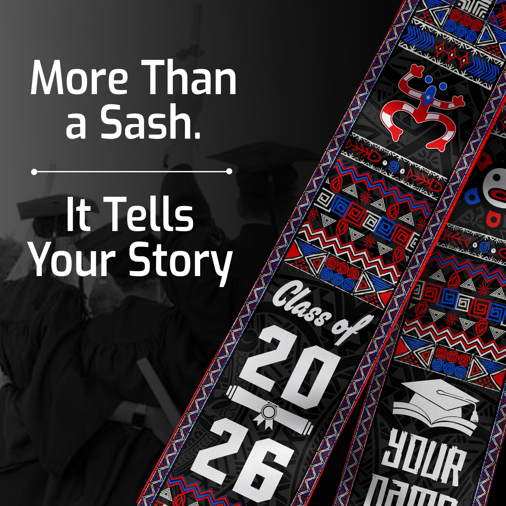 Custom Puerto Rico Graduation Stole 2026 Taino Heritage Coqui Frog Graduation Sash