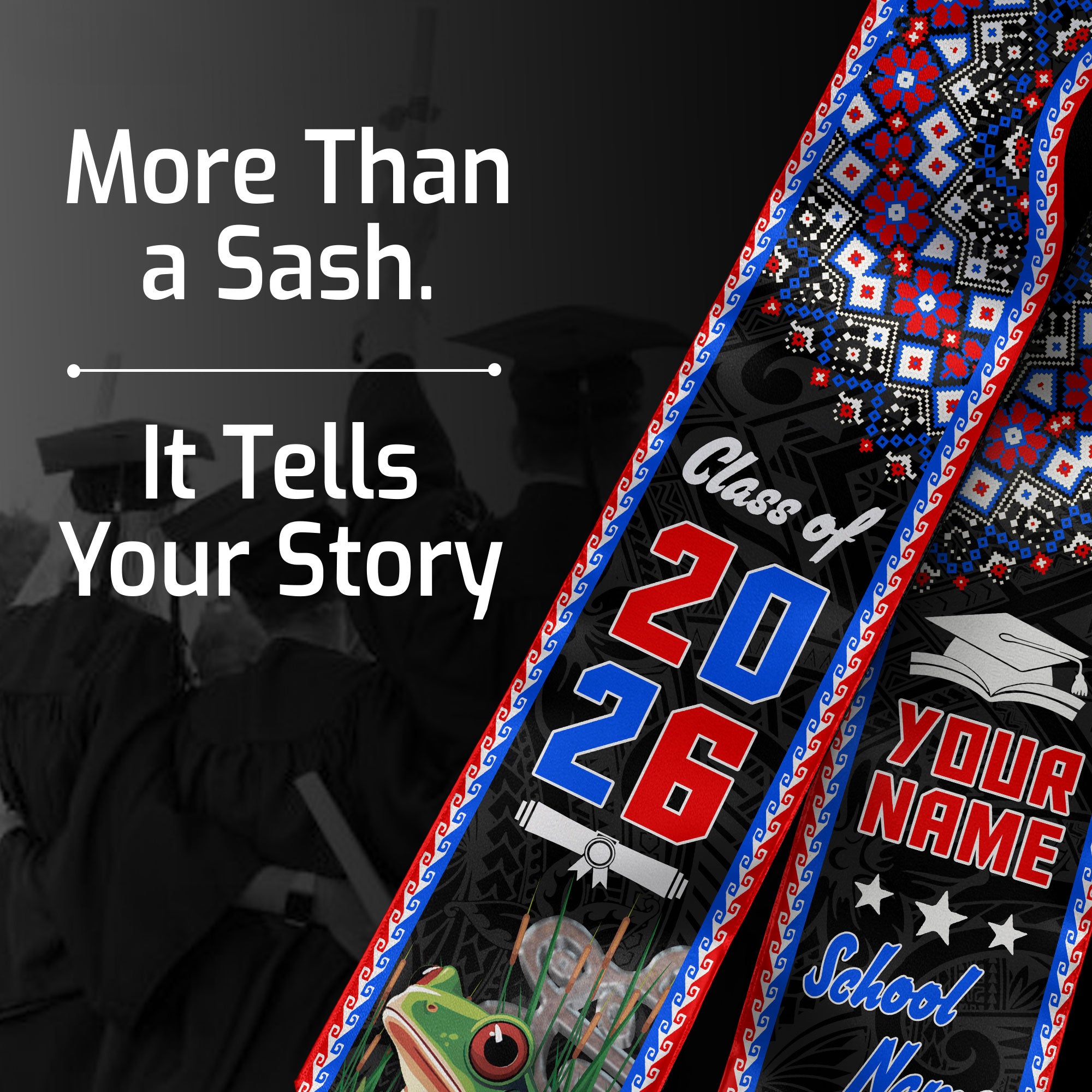 Custom Puerto Rico Graduation Stole 2026 Coqui Frog Heritage Puerto Ricans Graduation Sash