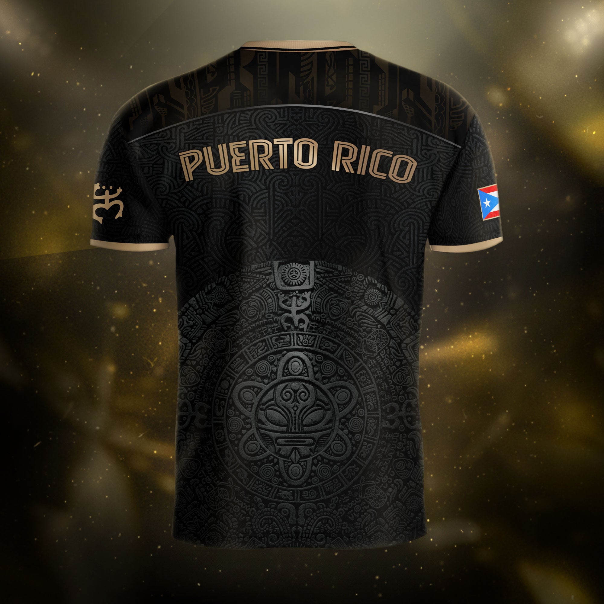 Camiseta de fútbol Puerto Rico Black Gold Taino Symbol Art National Heritage Boricua Pride