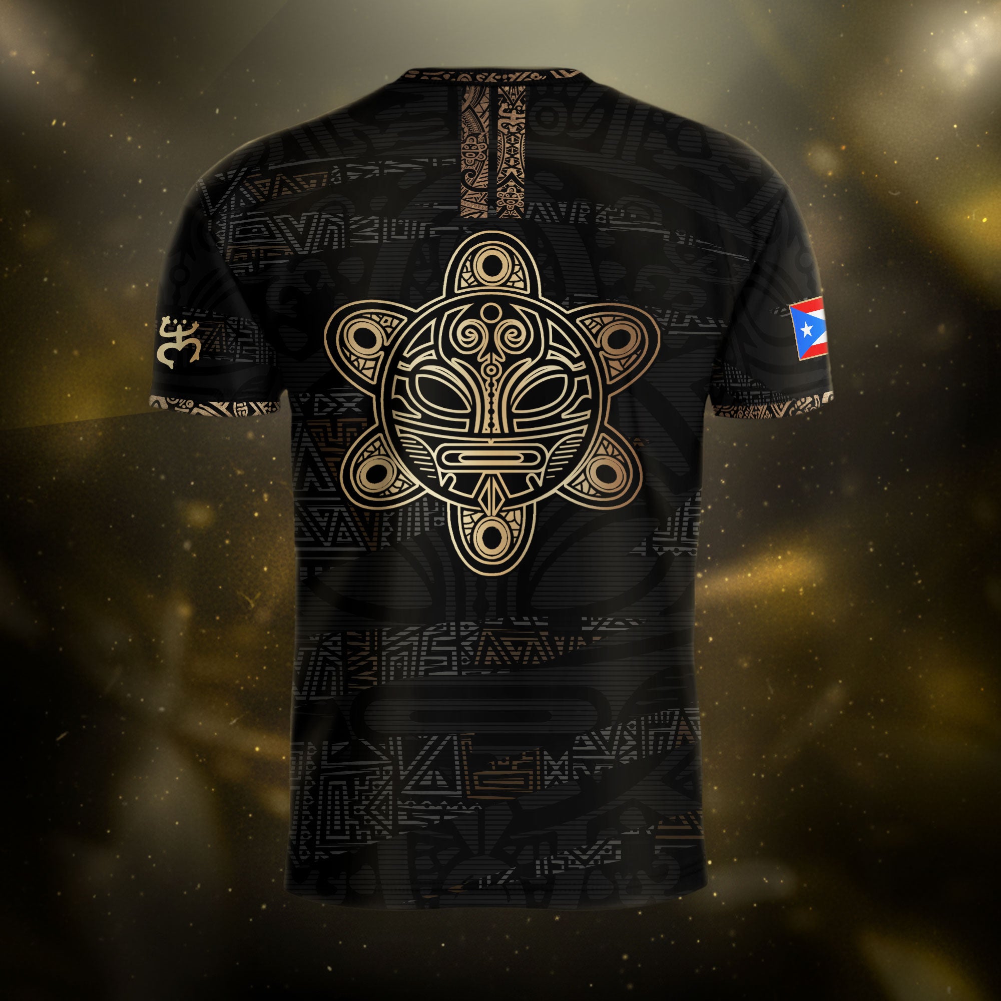 Puerto Rico Black Gold Full Tribal Pattern National Heritage Boricua Soccer Jersey