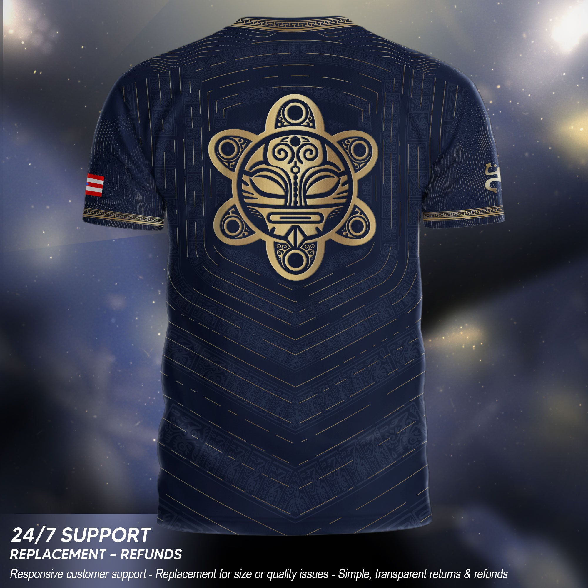 Puerto Rico Boricua Coqui Frog Taino Tribal National Soccer Jersey Navy Gold